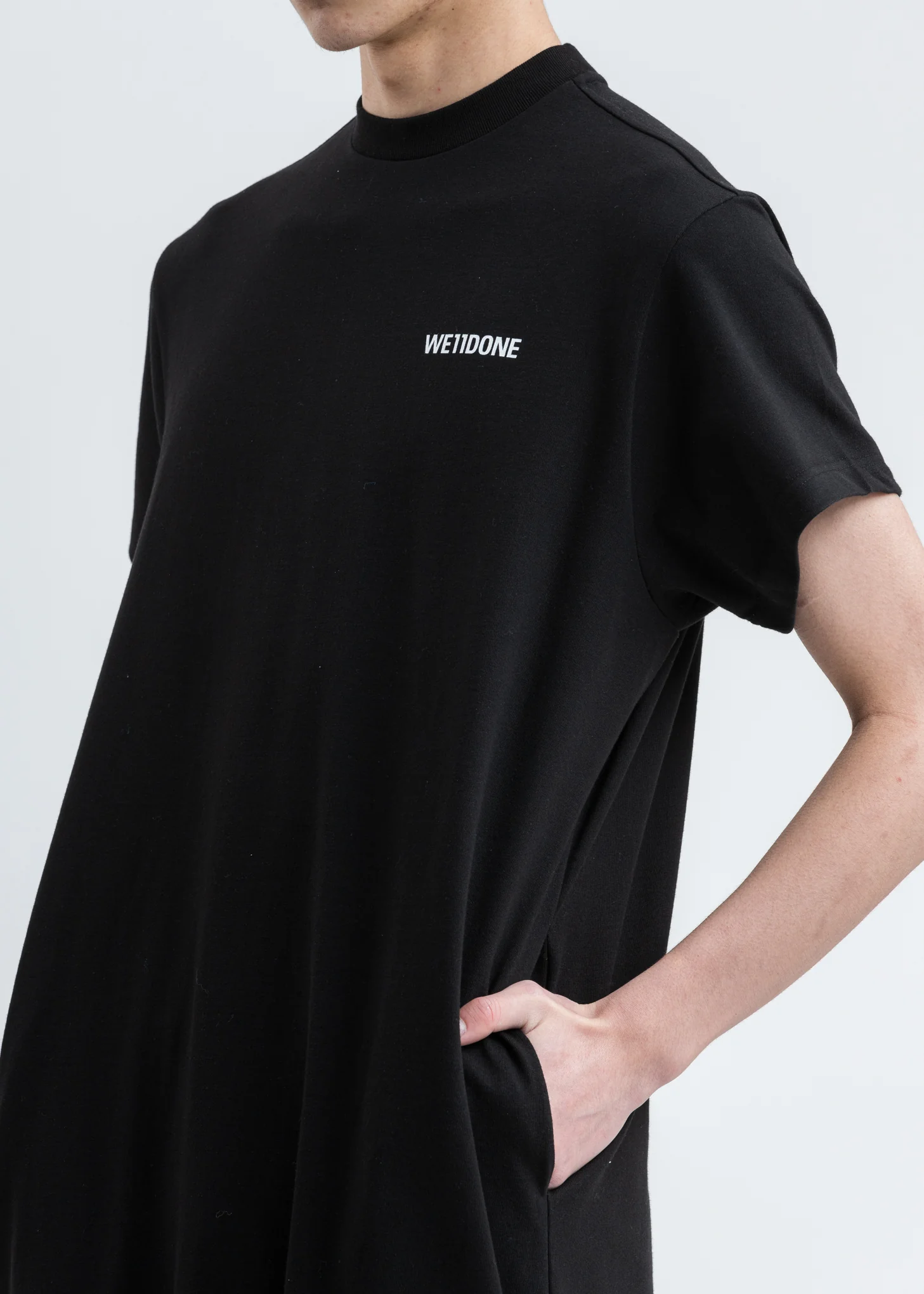 Black We11done Logo Print Long T-Shirt - Image 5