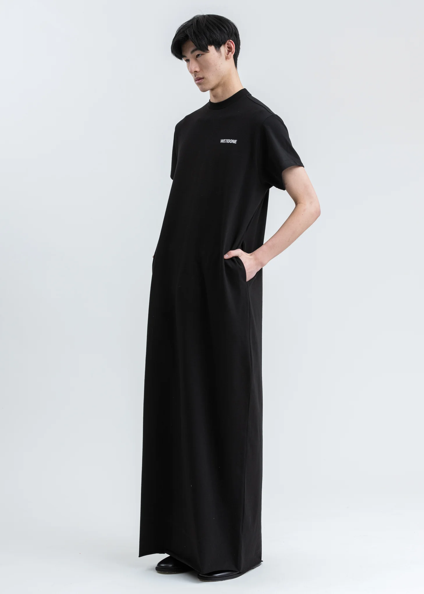 Black We11done Logo Print Long T-Shirt - Image 6