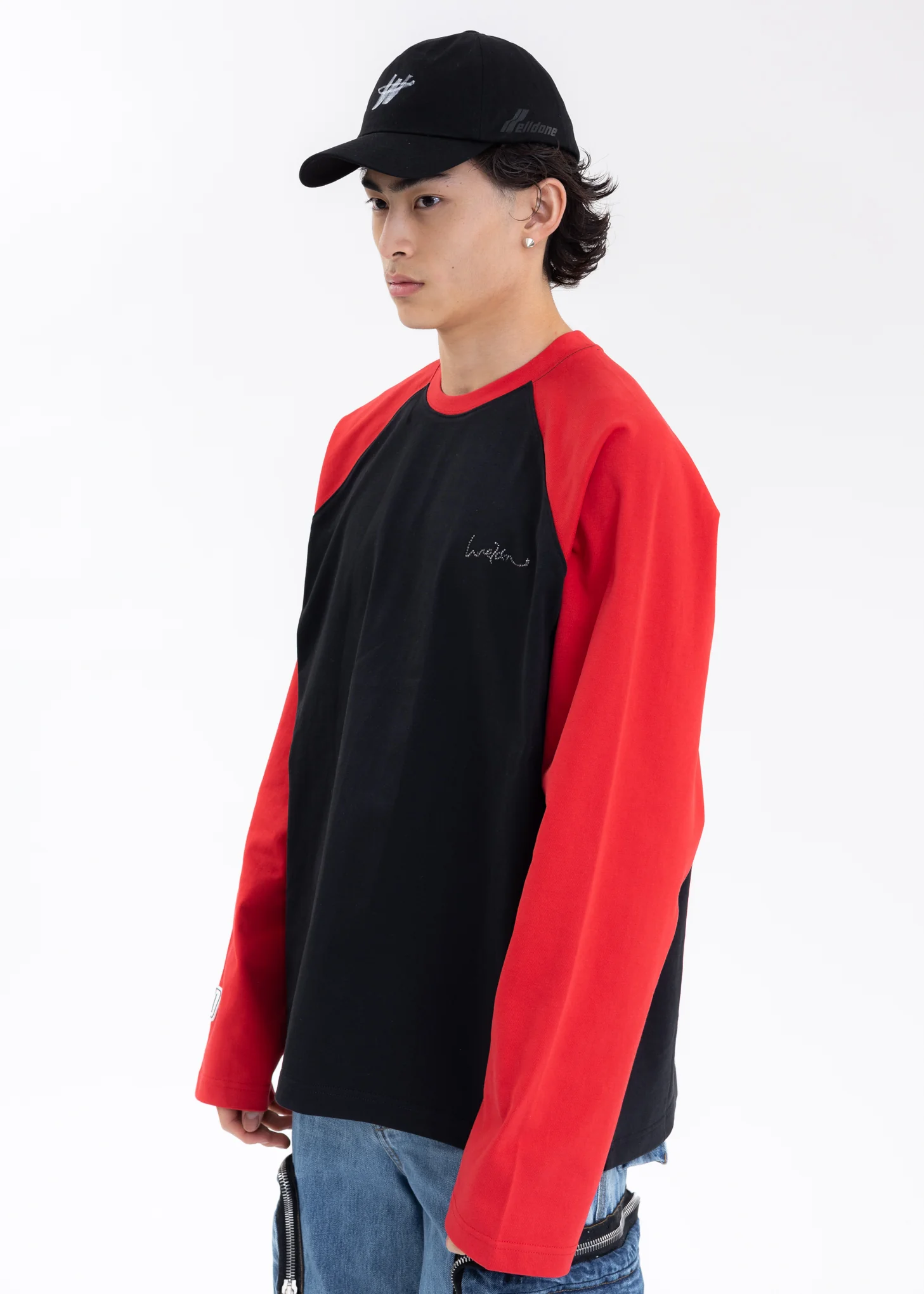 BLACK WE11DONE LOGO RAGLAN LONG-SLEEVED T-SHIRT - Image 2