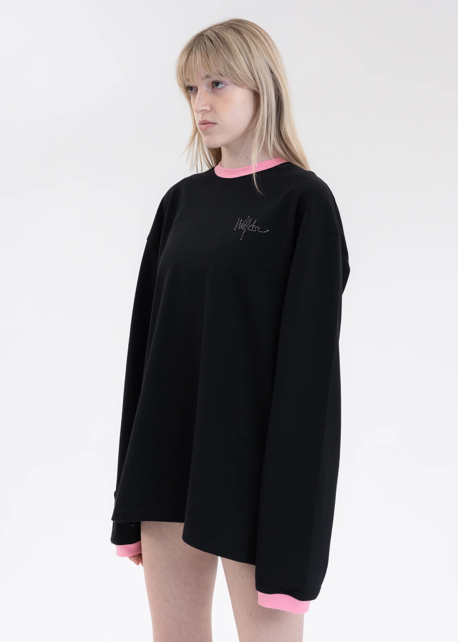 BLACK WE11DONE LOGO RINGER LONG-SLEEVED T-SHIRT - Image 3