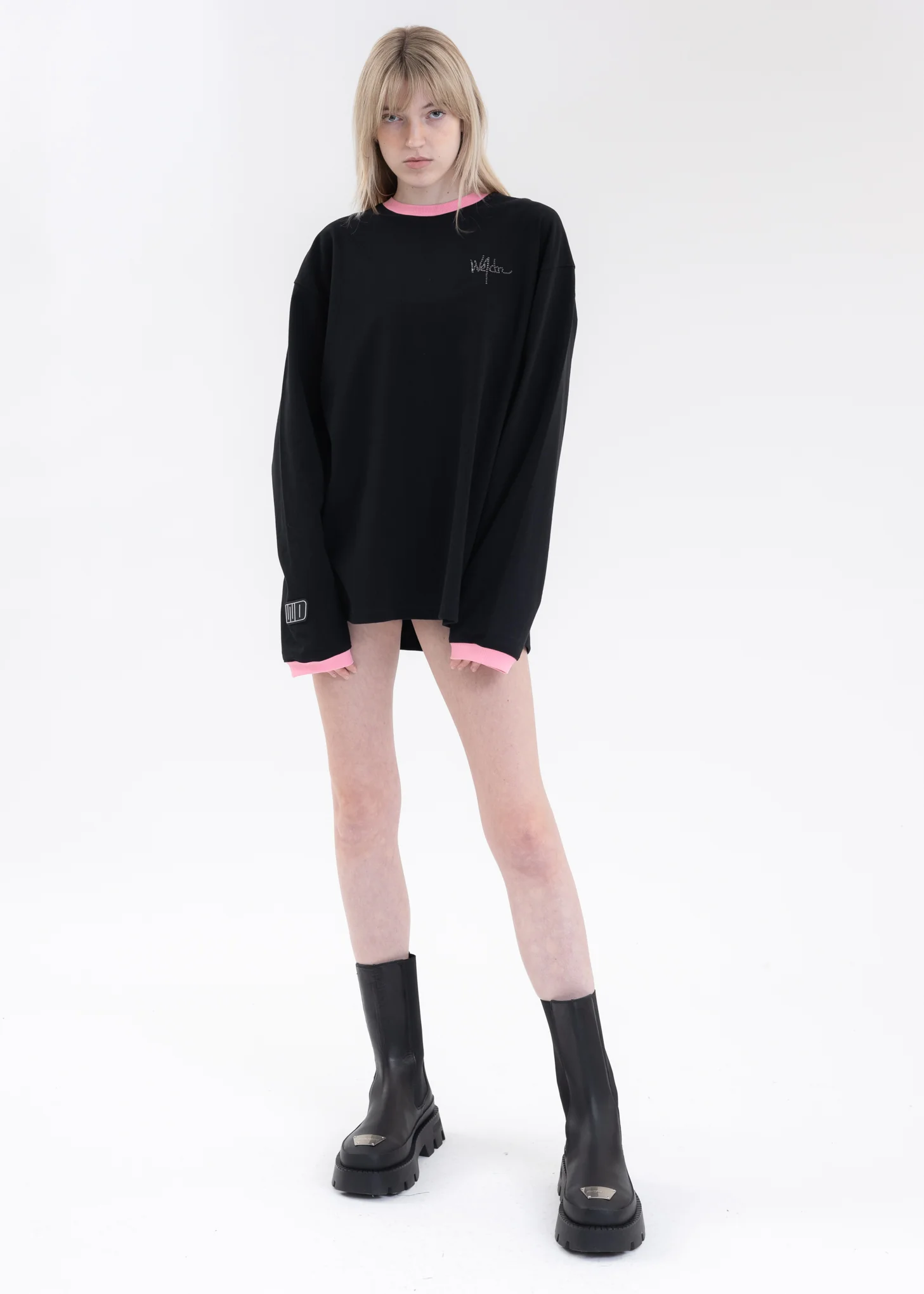 BLACK WE11DONE LOGO RINGER LONG-SLEEVED T-SHIRT - Image 6