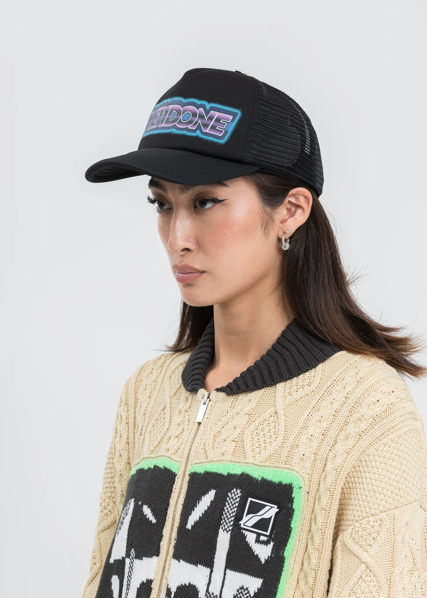 Black WE11DONE Logo Trucker Mesh Cap - Image 2