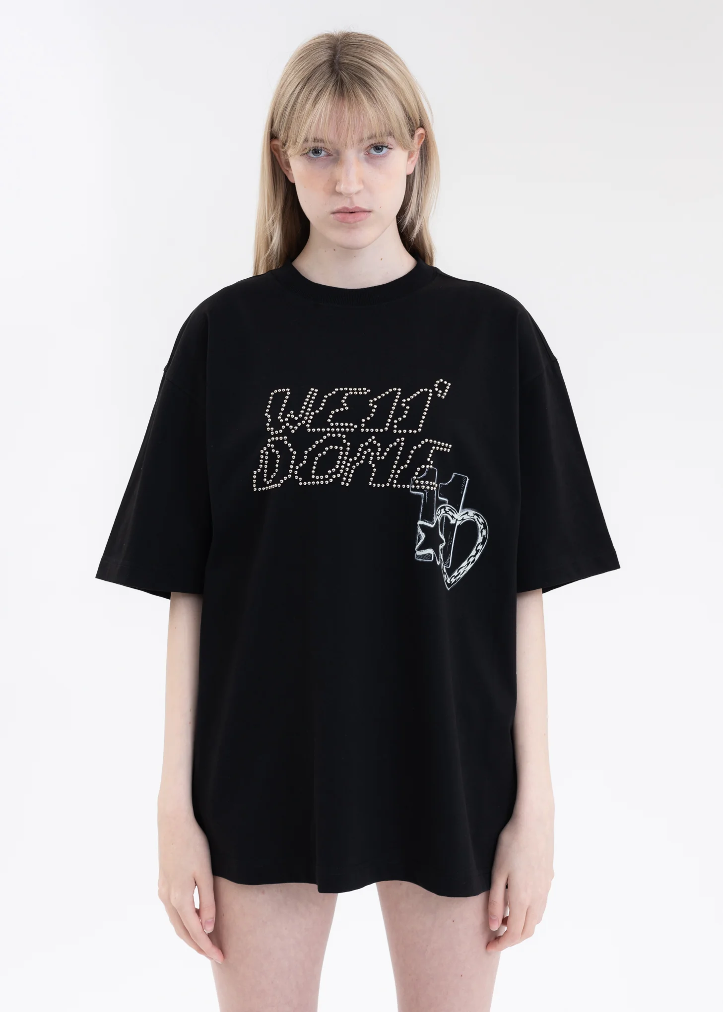BLACK WE11DONE NEON SIGN SPRAY T-SHIRT