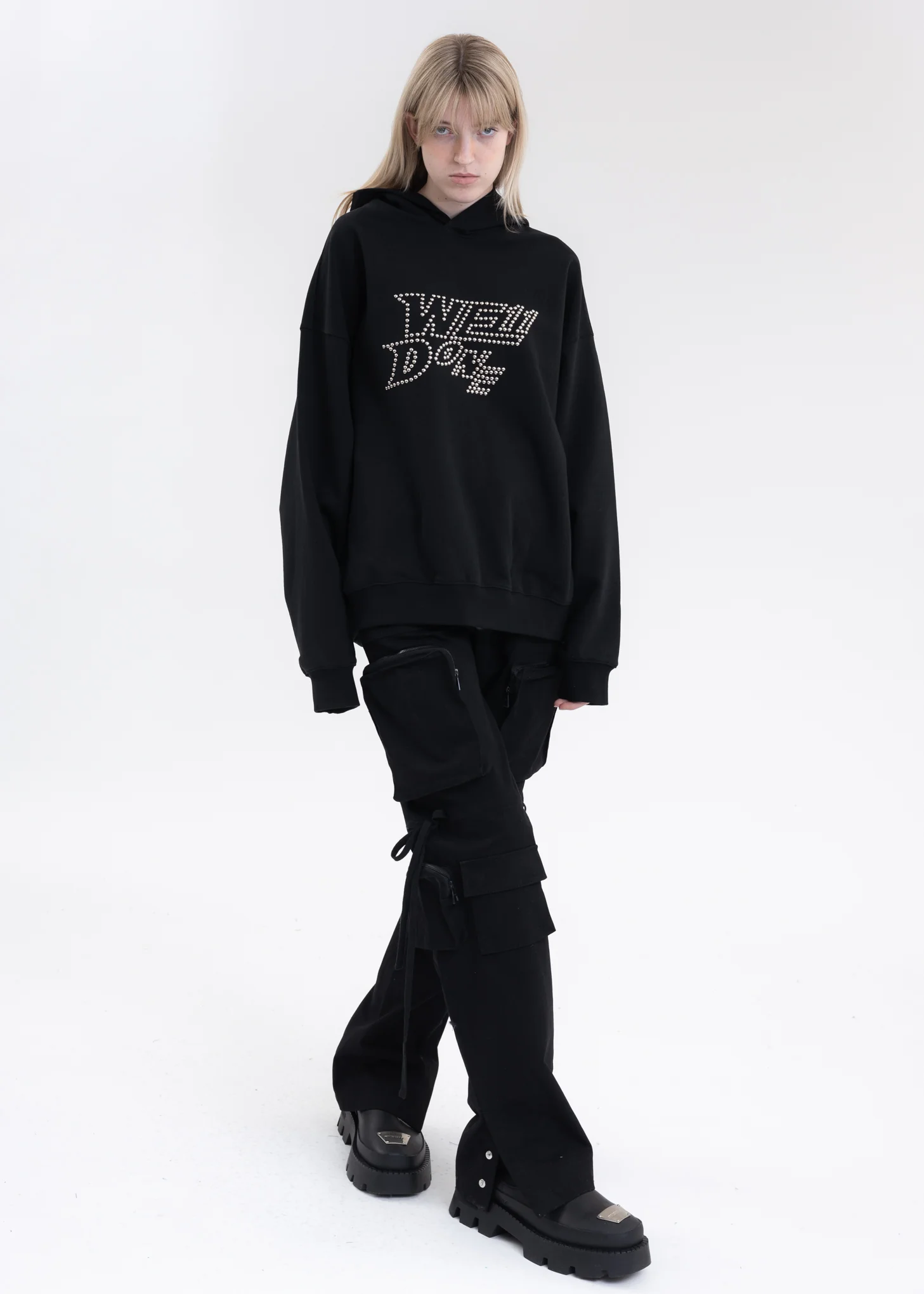 BLACK WE11DONE NEW LOGO HOODIE - Image 5