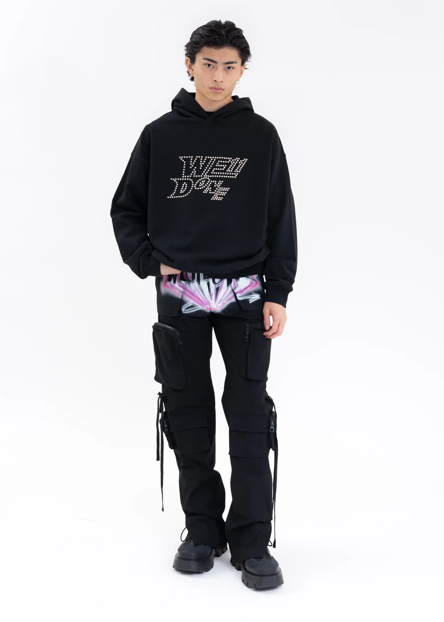 BLACK WE11DONE NEW LOGO HOODIE - Image 5