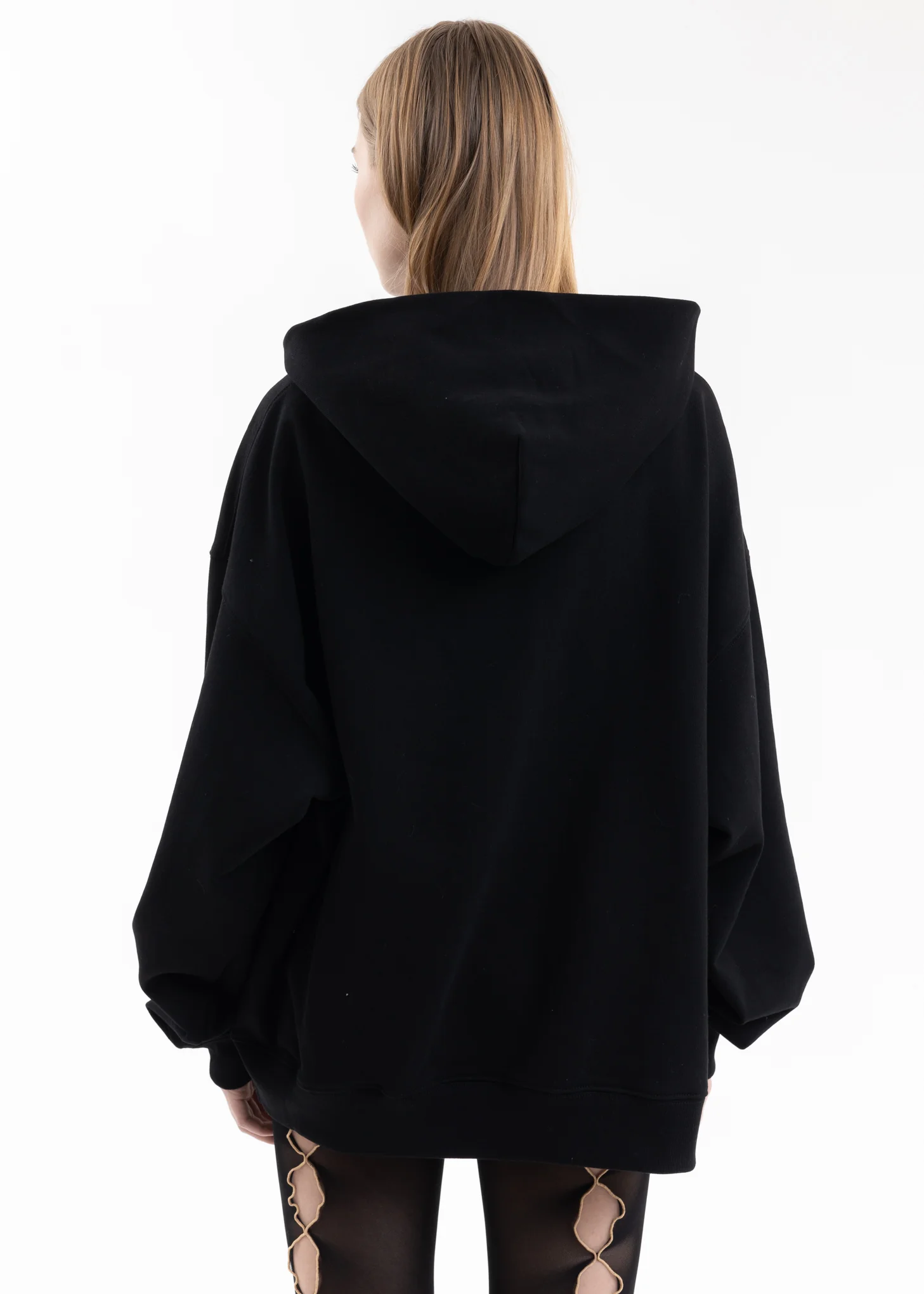 BLACK WE11DONE PATCHED MIRROR LOGO HOODIE - Image 4