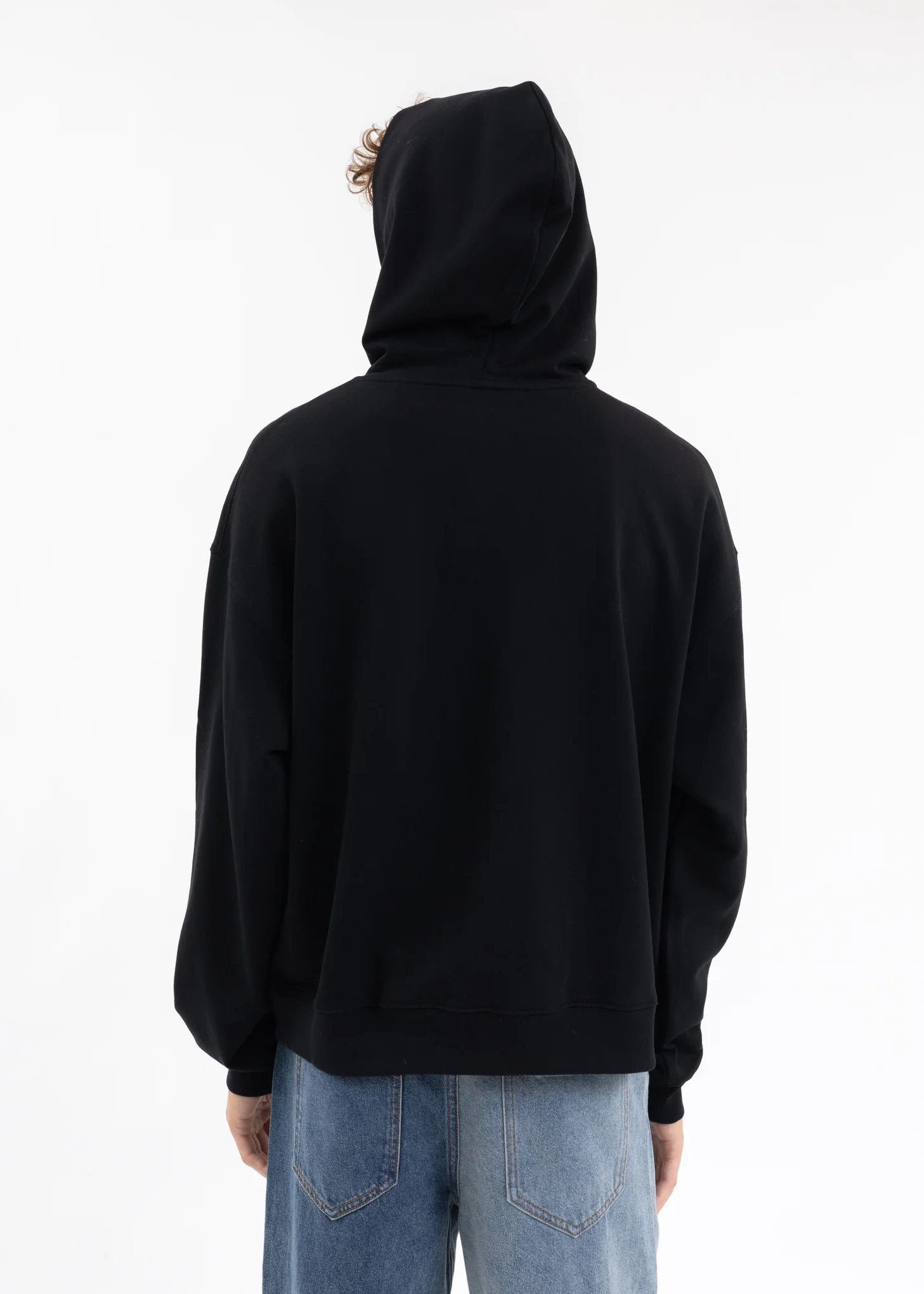 BLACK WE11DONE PATCHED MIRROR LOGO HOODIE - Image 3