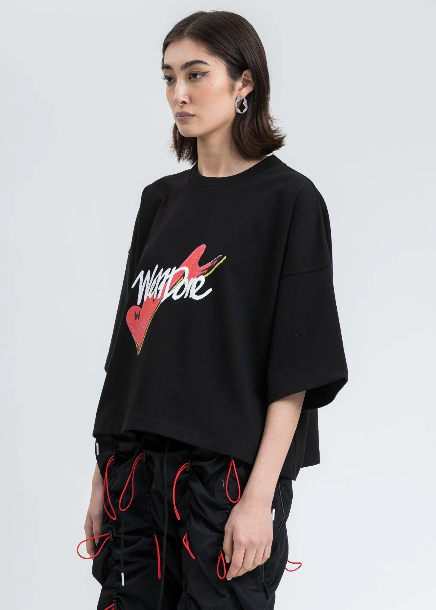 Black We11done Print Cropped T-Shirt - Image 2