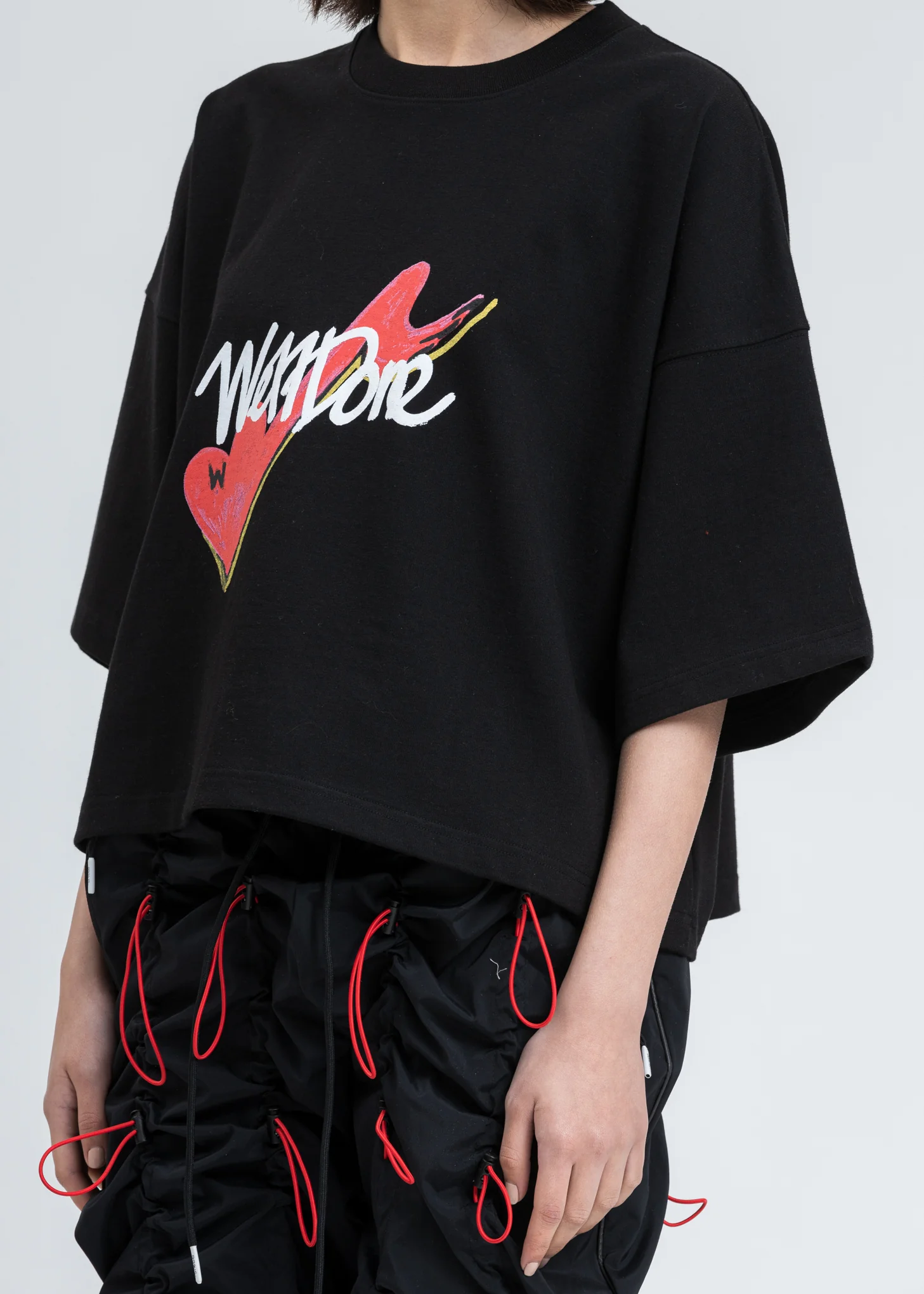 Black We11done Print Cropped T-Shirt - Image 4