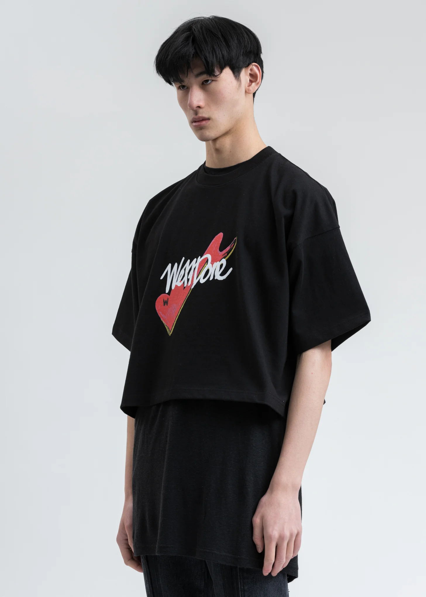 Black We11done Print Cropped T-Shirt - Image 3