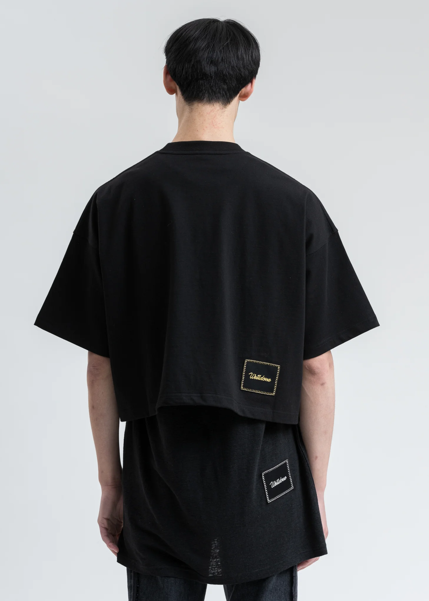 Black We11done Print Cropped T-Shirt - Image 4
