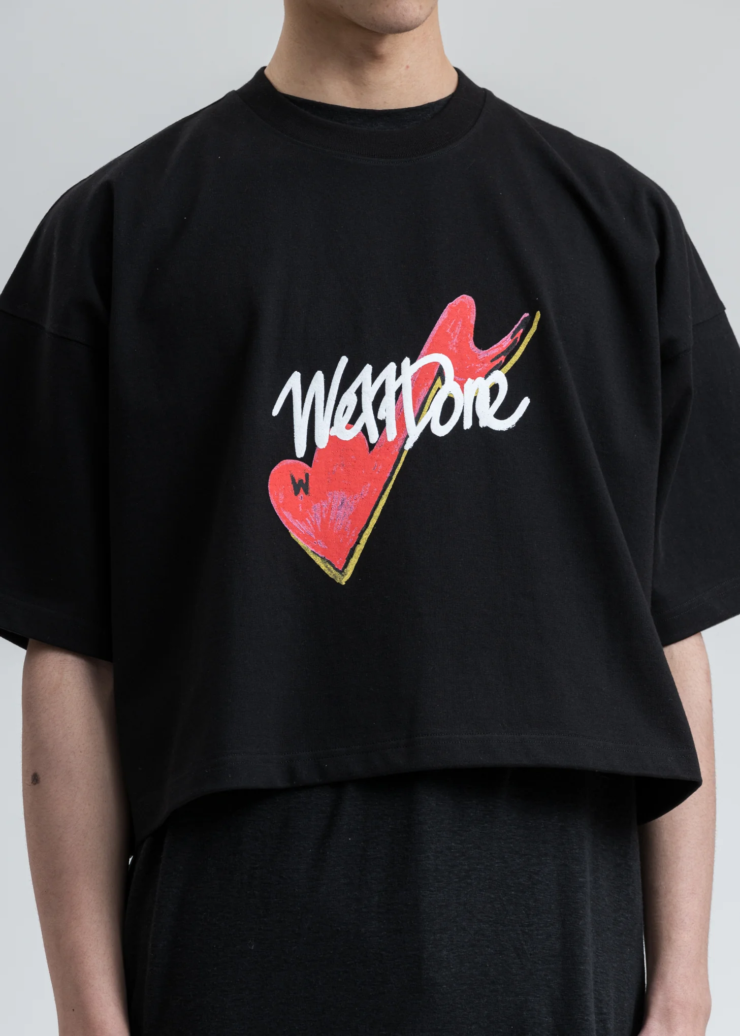 Black We11done Print Cropped T-Shirt - Image 5