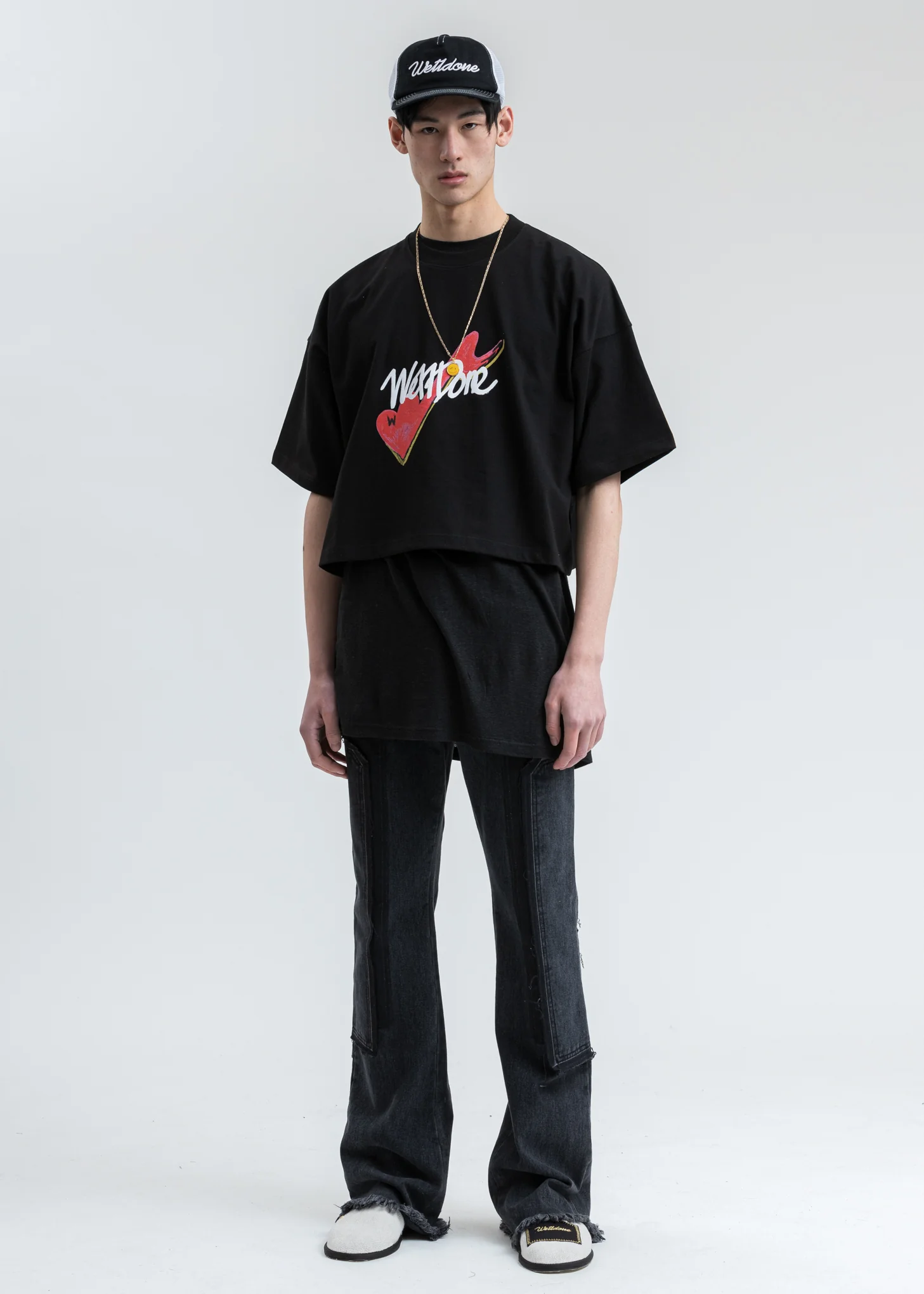Black We11done Print Cropped T-Shirt - Image 6