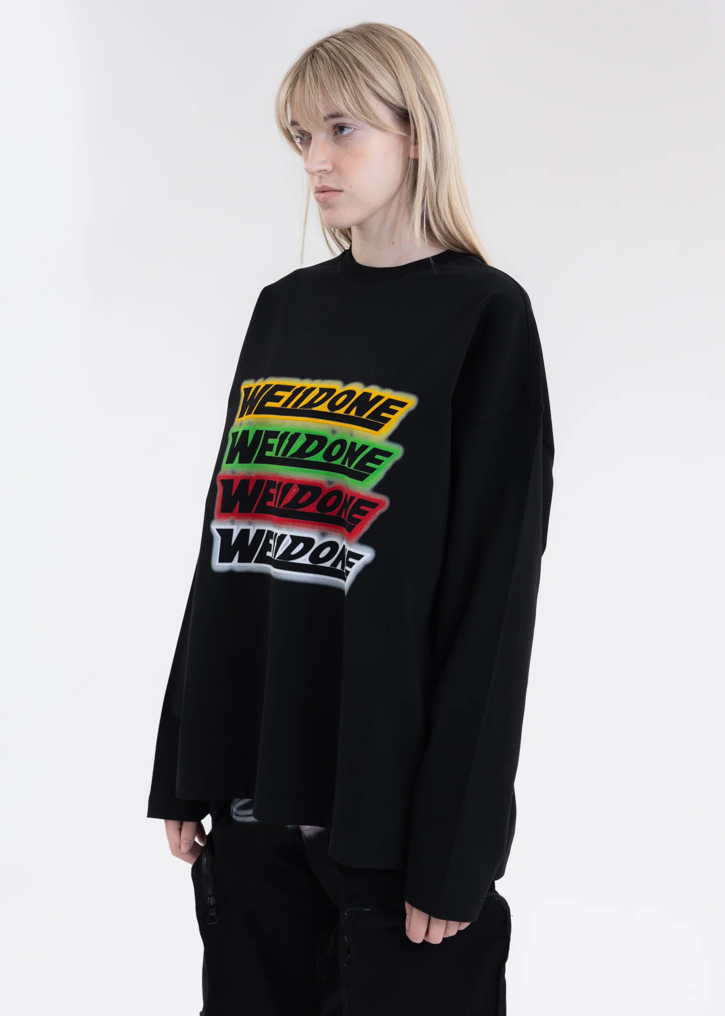 BLACK WE11DONE RAINBOW FRONT LONG-SLEEVED T-SHIRT - Image 3