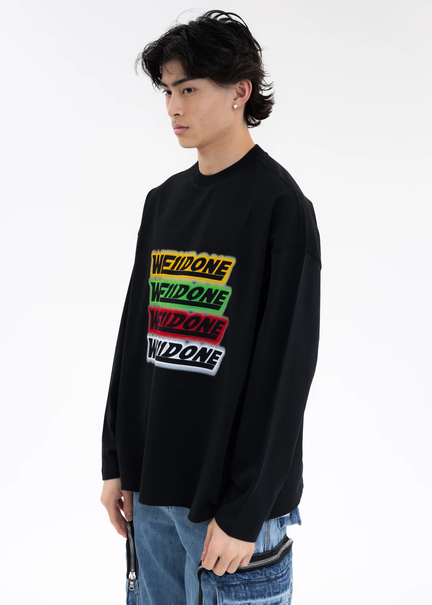 BLACK WE11DONE RAINBOW FRONT LONG-SLEEVED T-SHIRT - Image 3