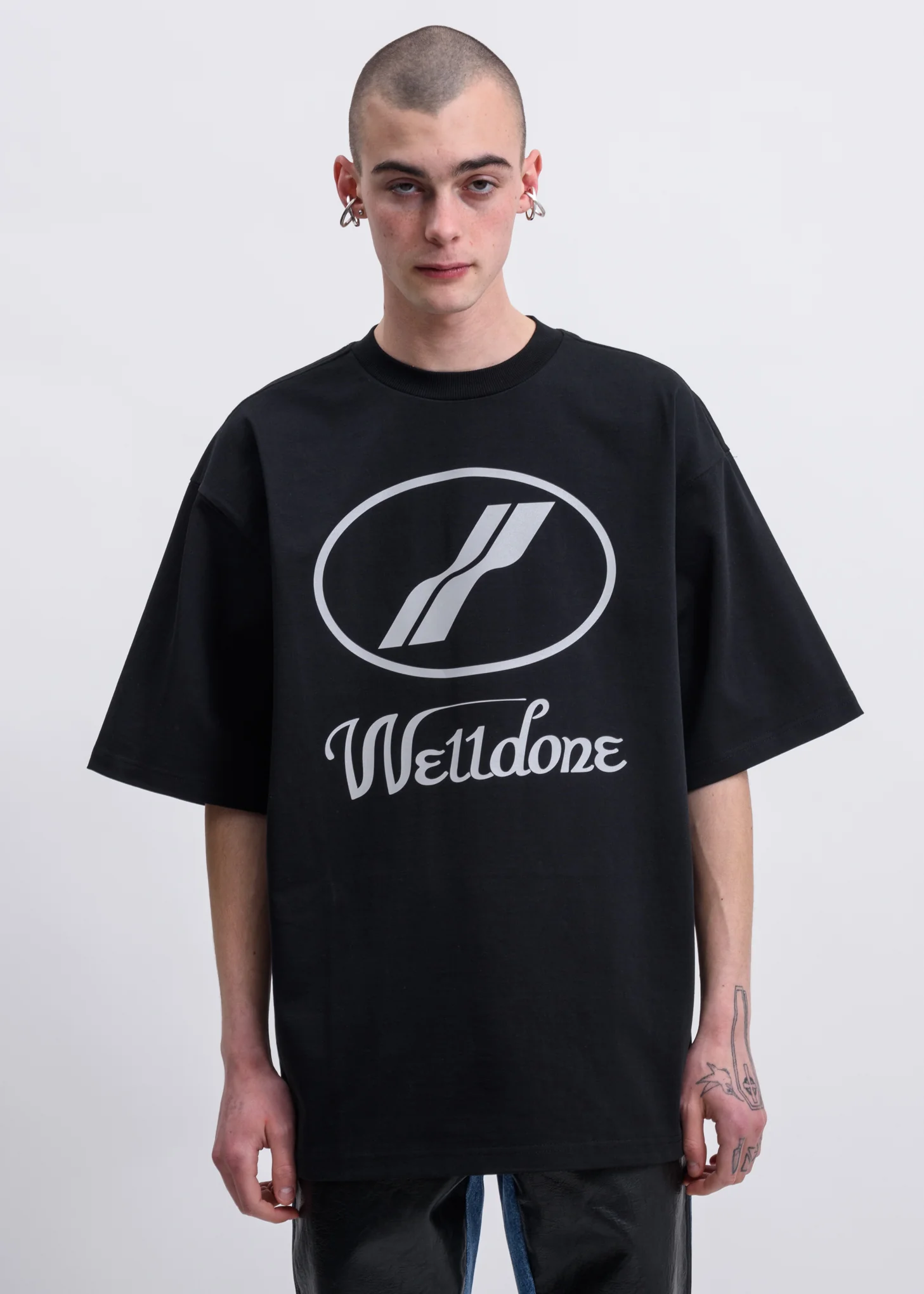 Black WE11DONE Reflective Logo T-Shirt