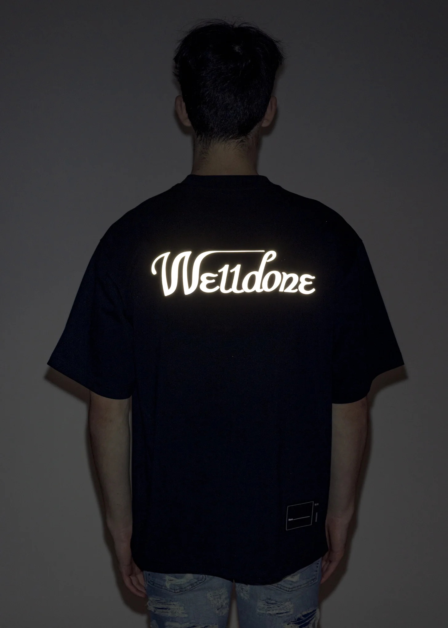 Black WE11DONE Reflective Logo T-Shirt - Image 2