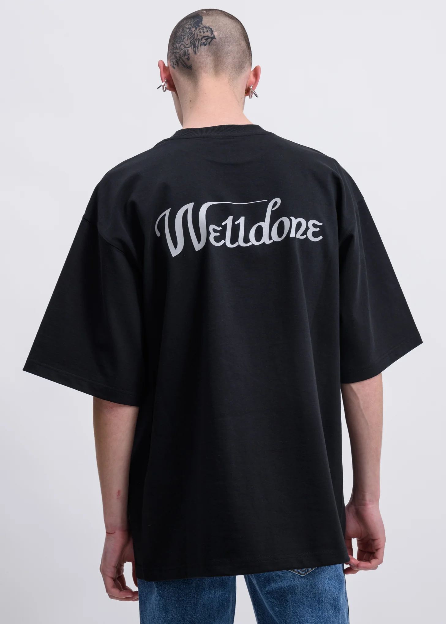 Black WE11DONE Reflective Logo T-Shirt - Image 2