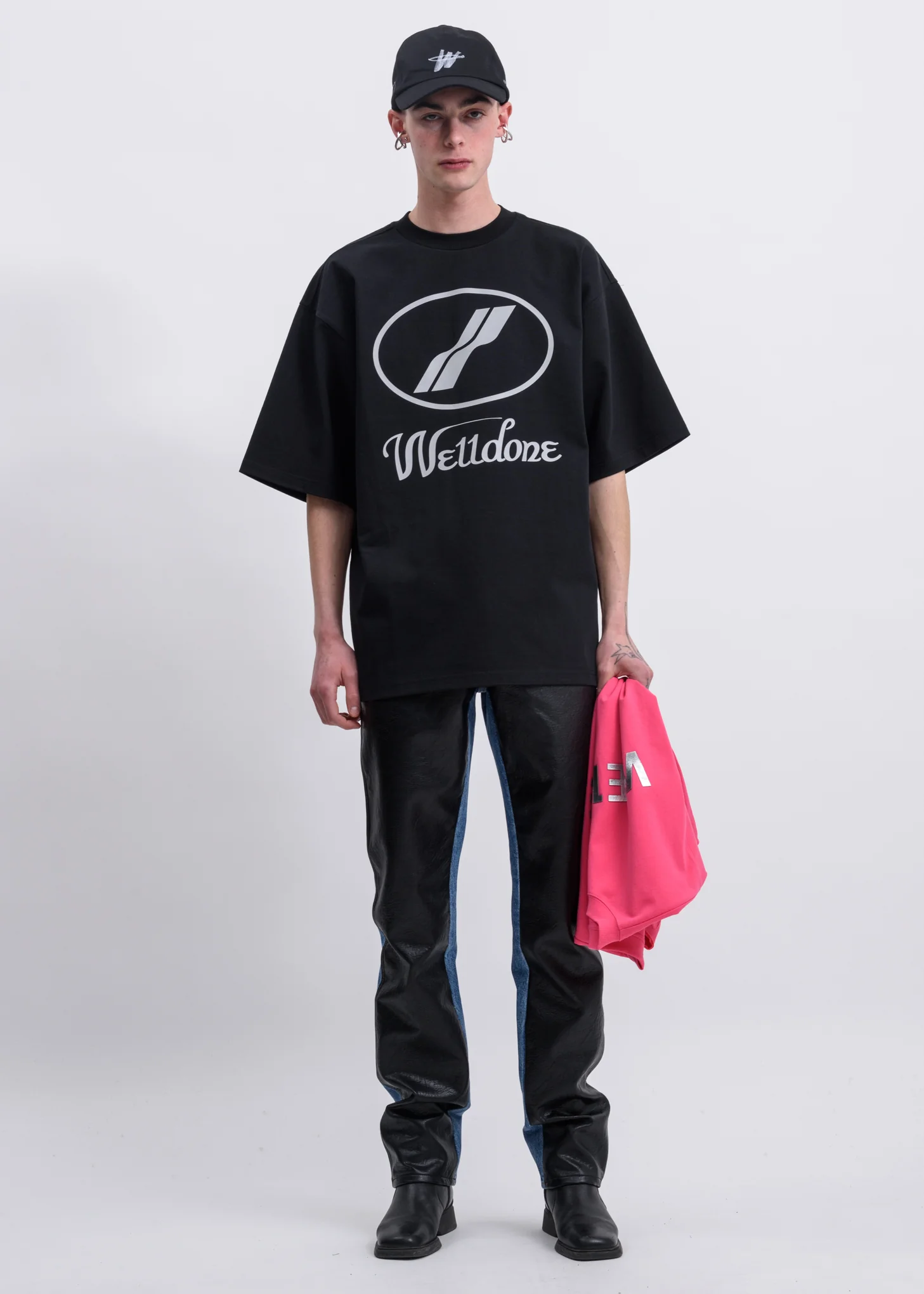 Black WE11DONE Reflective Logo T-Shirt - Image 6