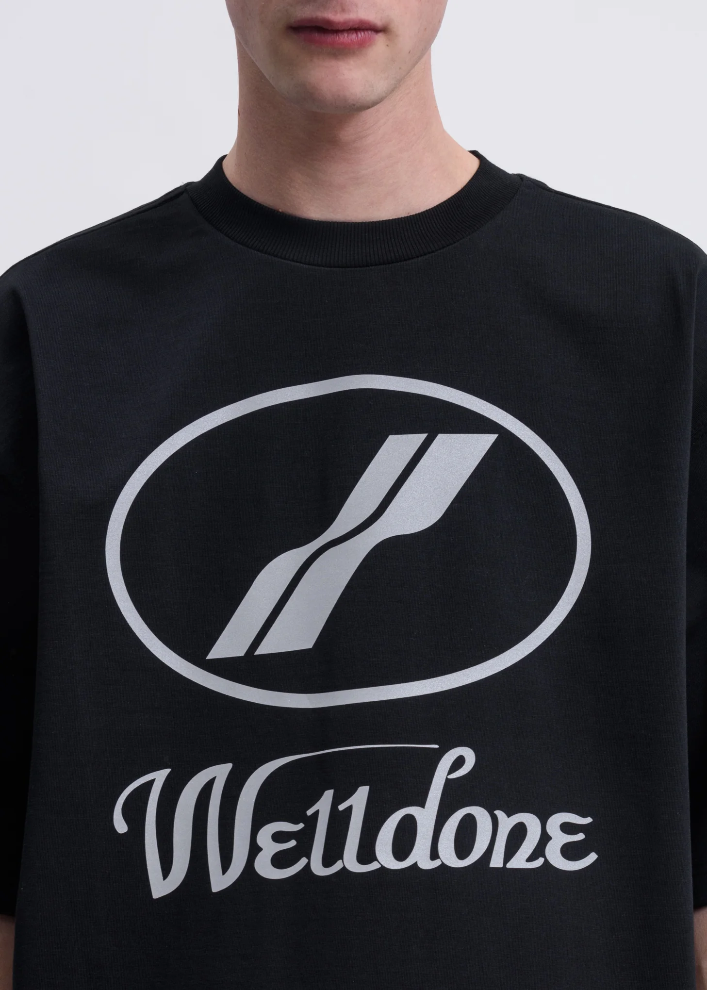 Black WE11DONE Reflective Logo T-Shirt - Image 3