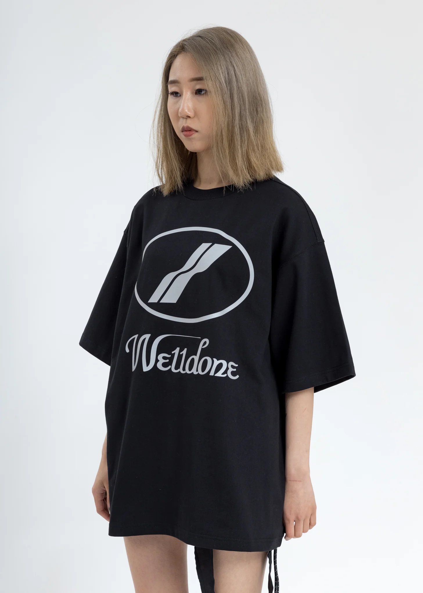 Black WE11DONE Reflective Logo T-Shirt - Image 3