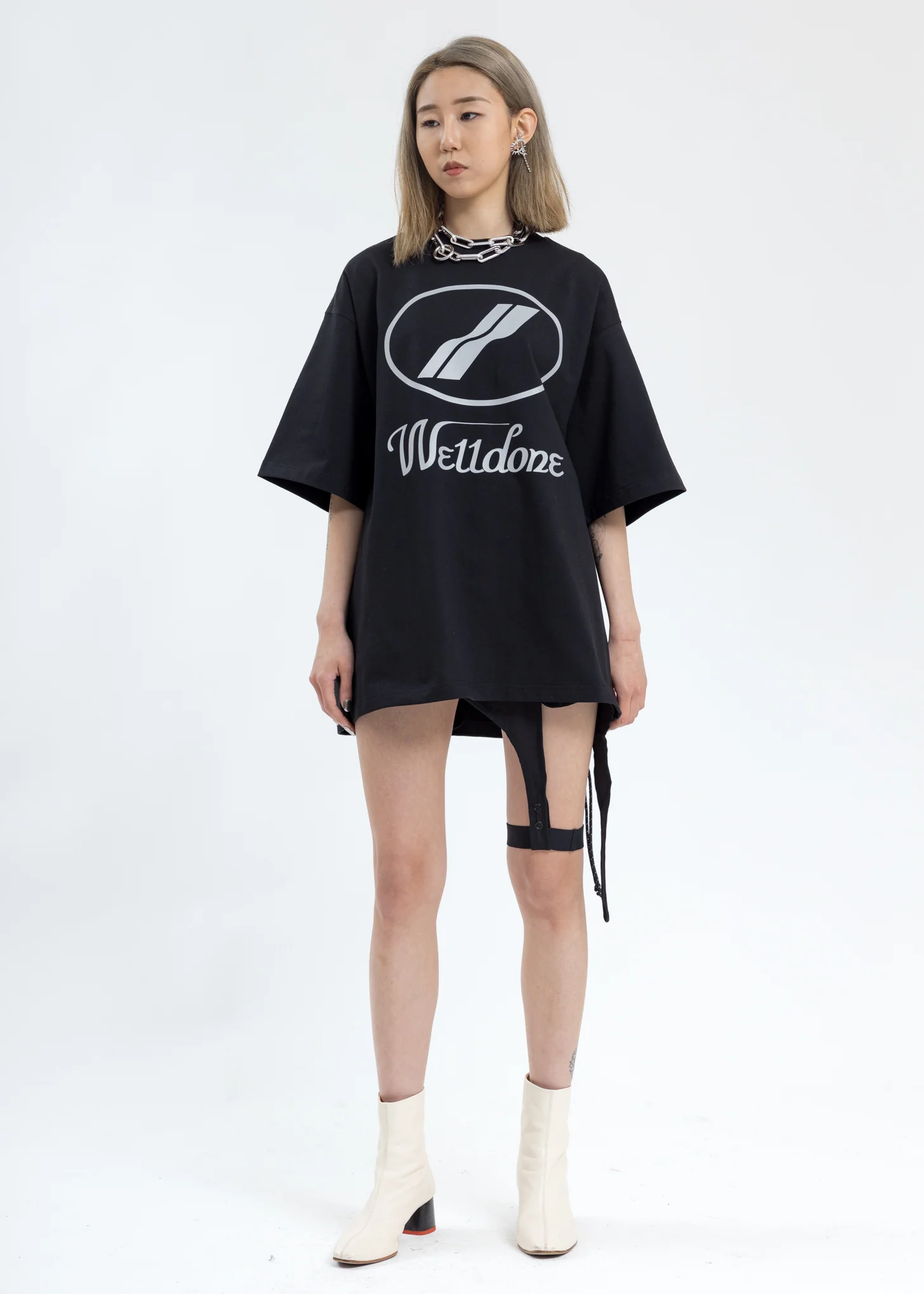Black WE11DONE Reflective Logo T-Shirt - Image 9