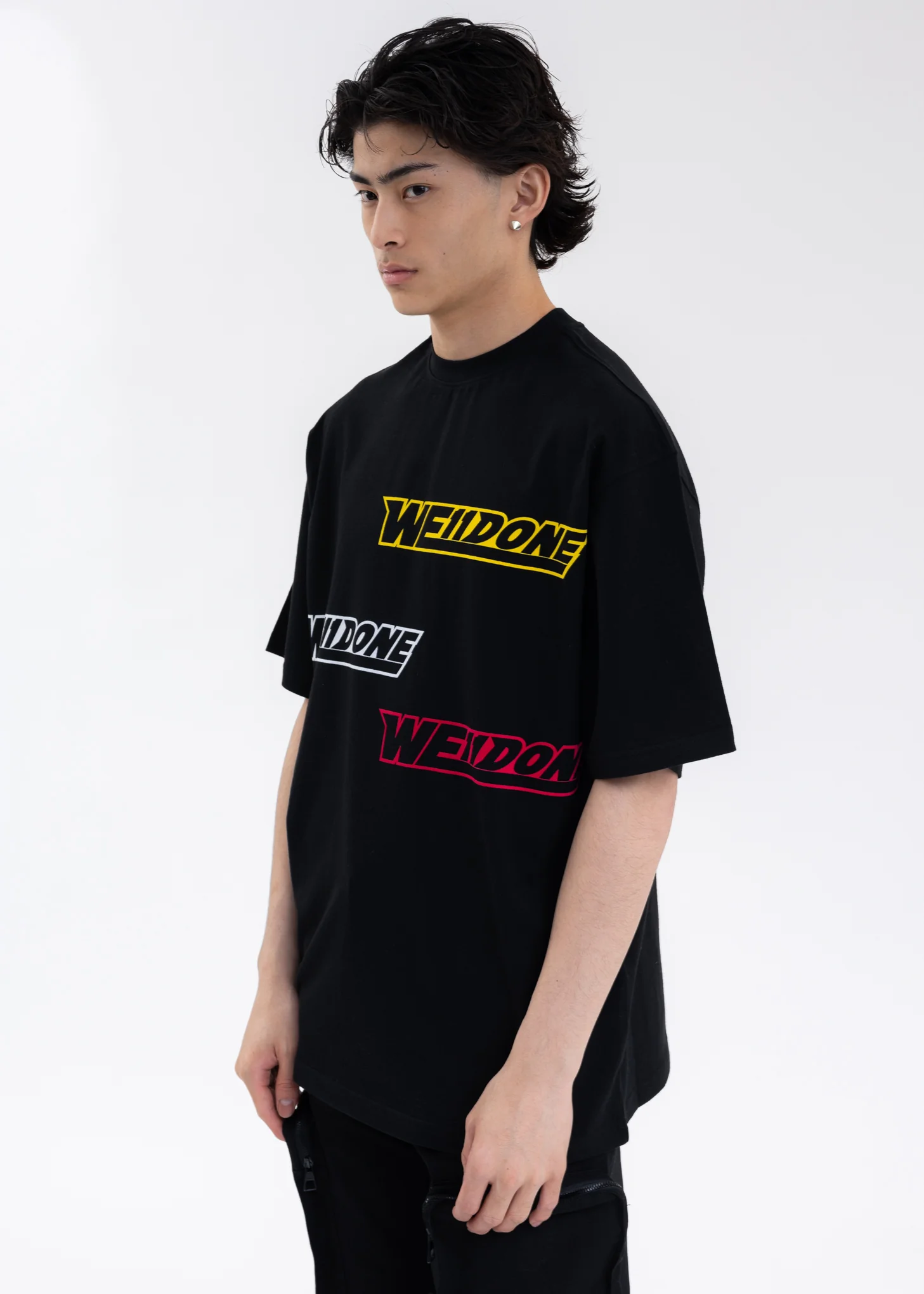 BLACK WE11DONE SIDE LOGO T-SHIRT - Image 3