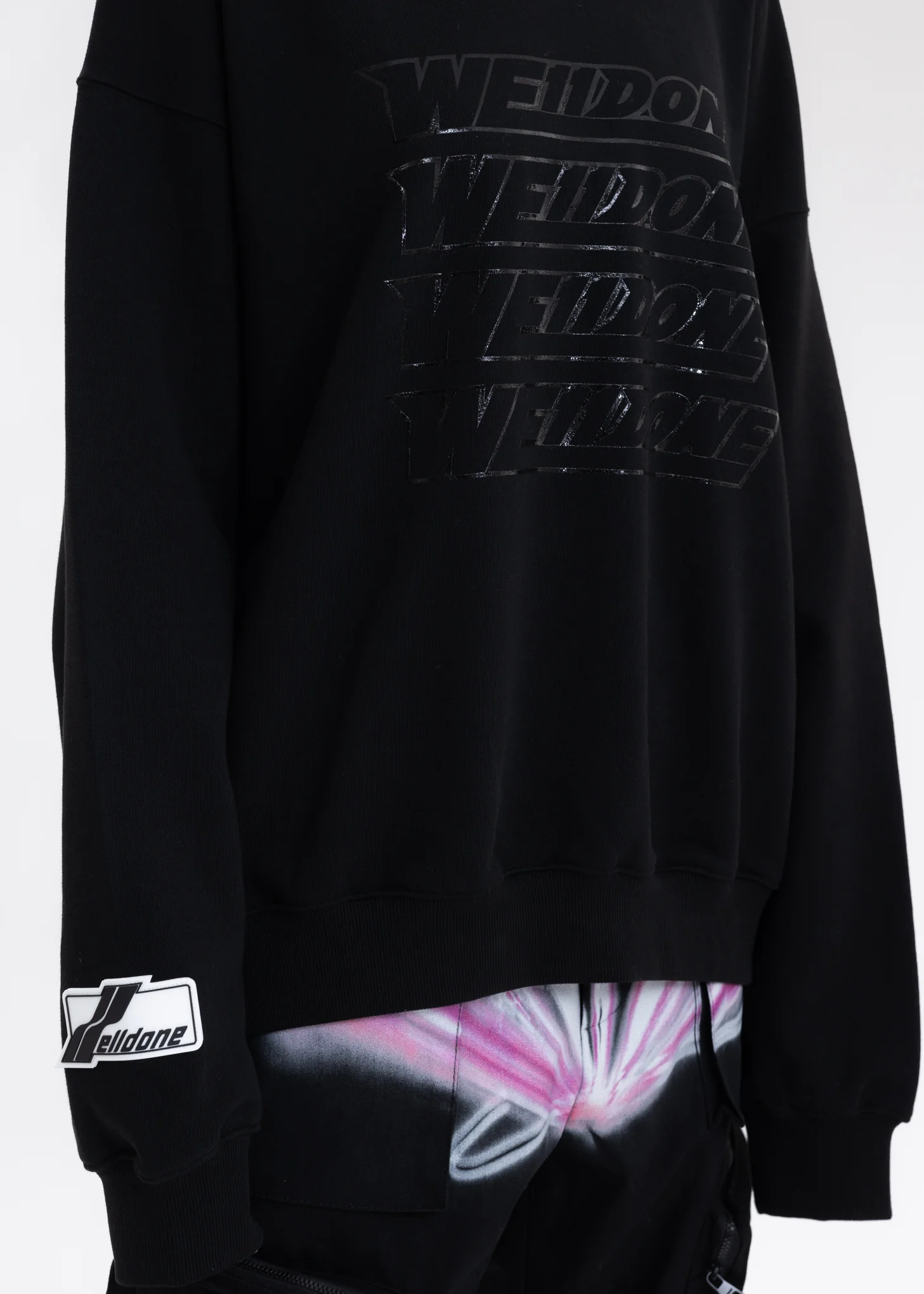 BLACK WE11DONE SIMPLE FRONT HOODIE - Image 2
