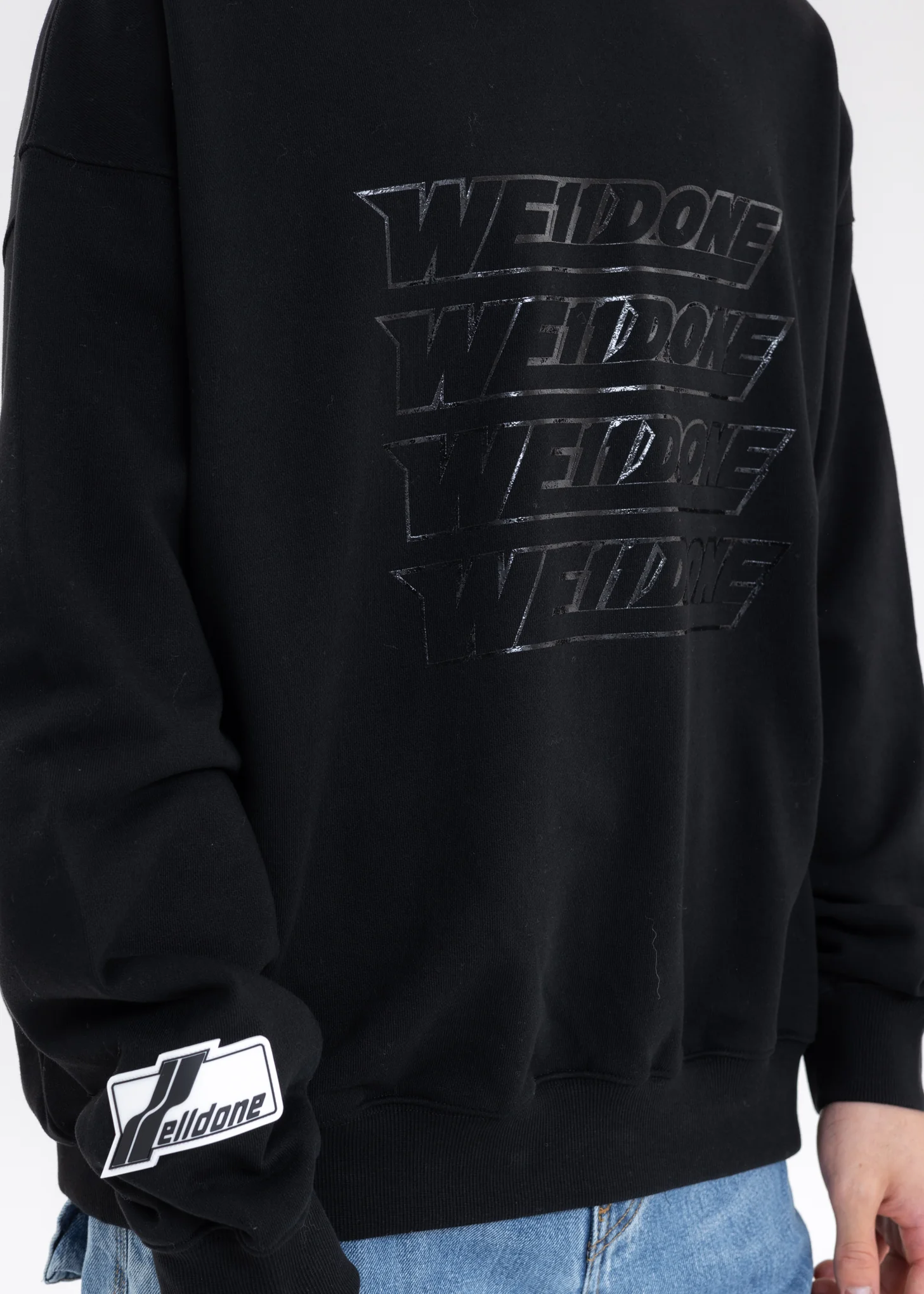 BLACK WE11DONE SIMPLE FRONT HOODIE - Image 2