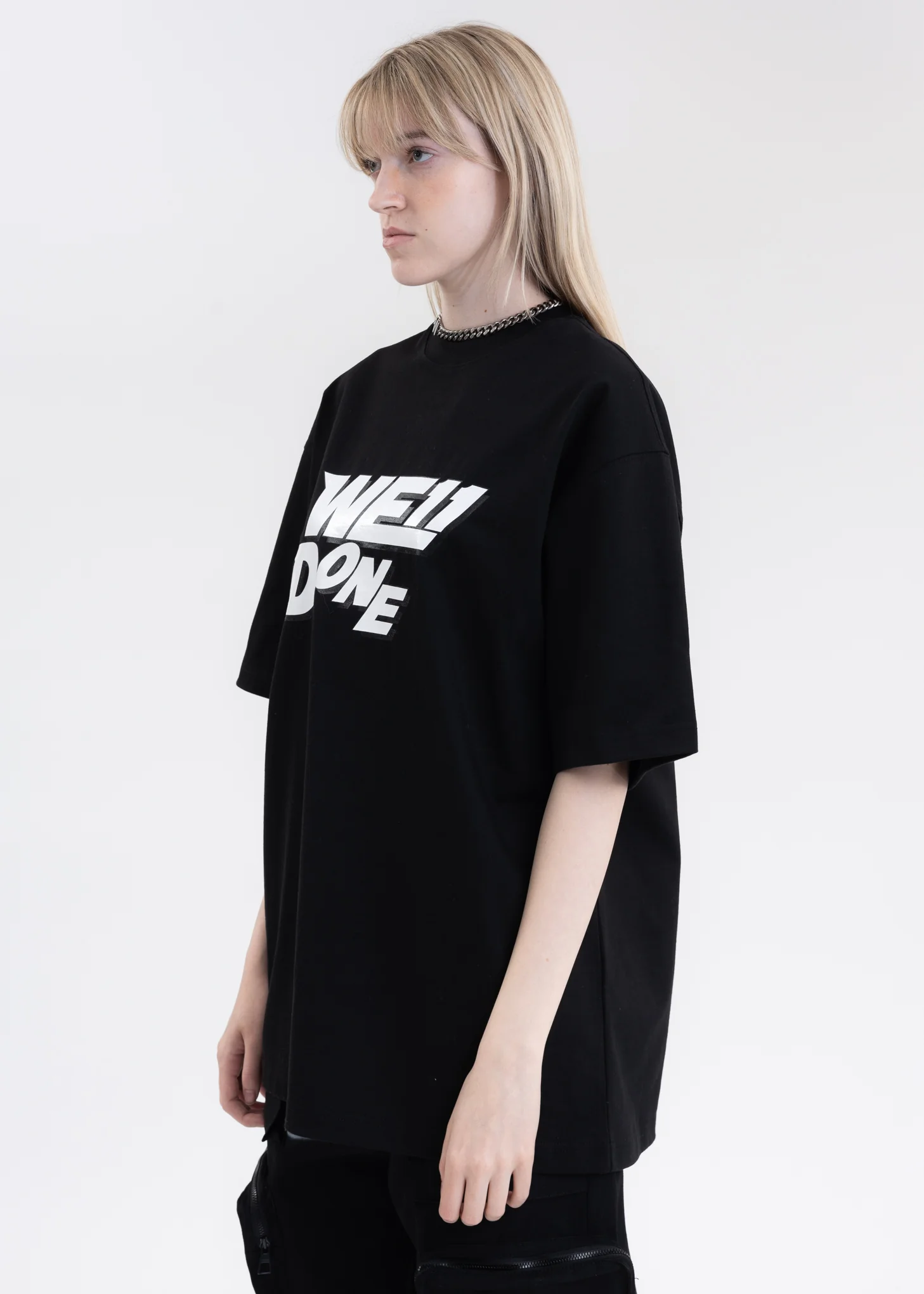 BLACK WE11DONE SIMPLE LOGO T-SHIRT - Image 2