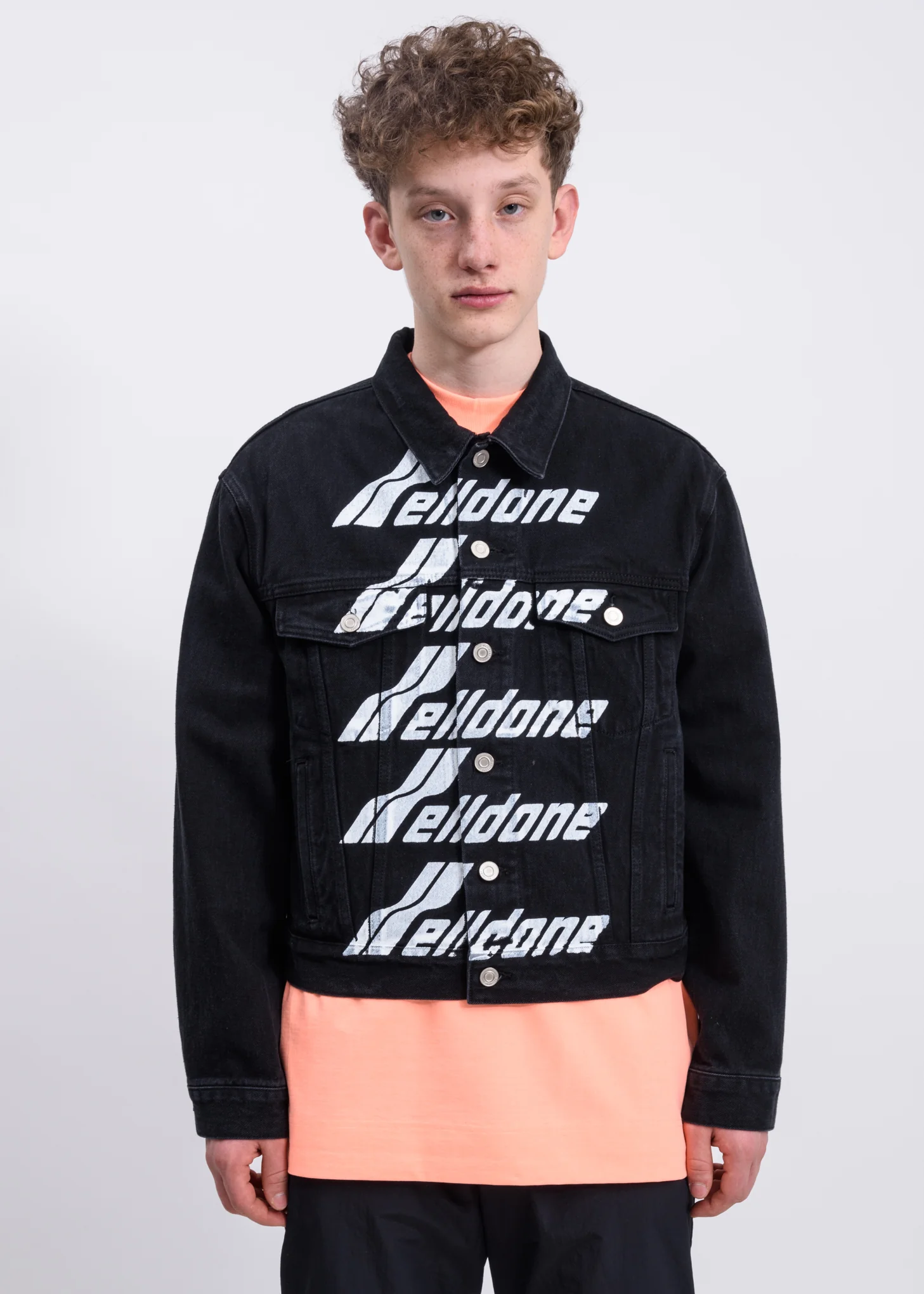 Black WELLDONE Front Logo Denim Jacket