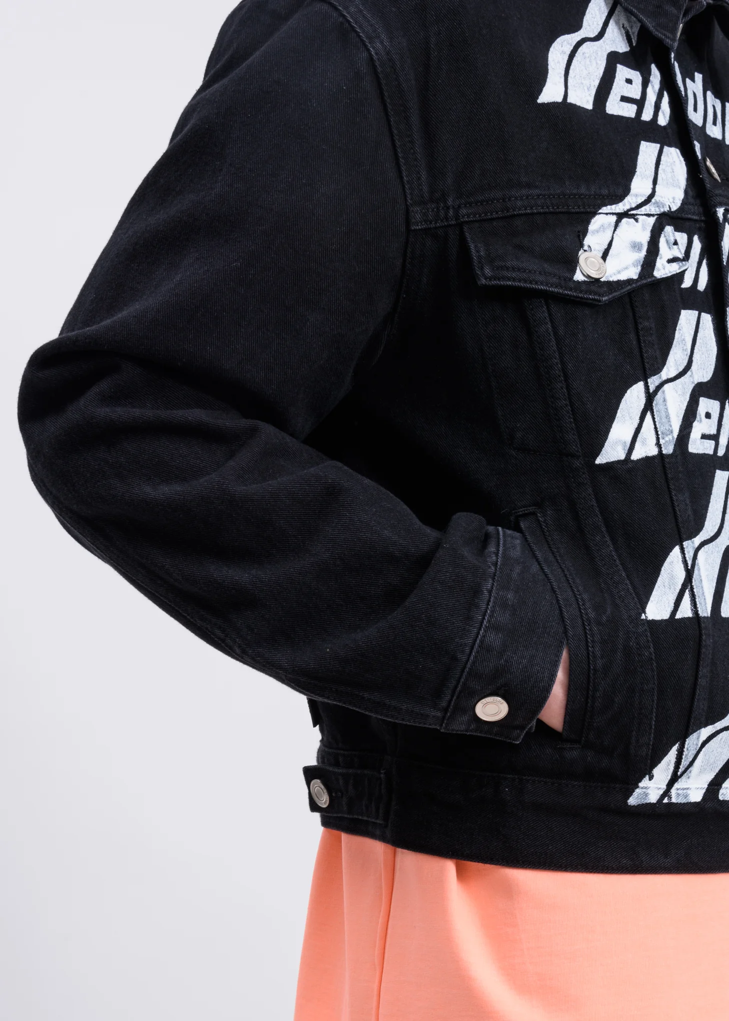 Black WELLDONE Front Logo Denim Jacket - Image 2