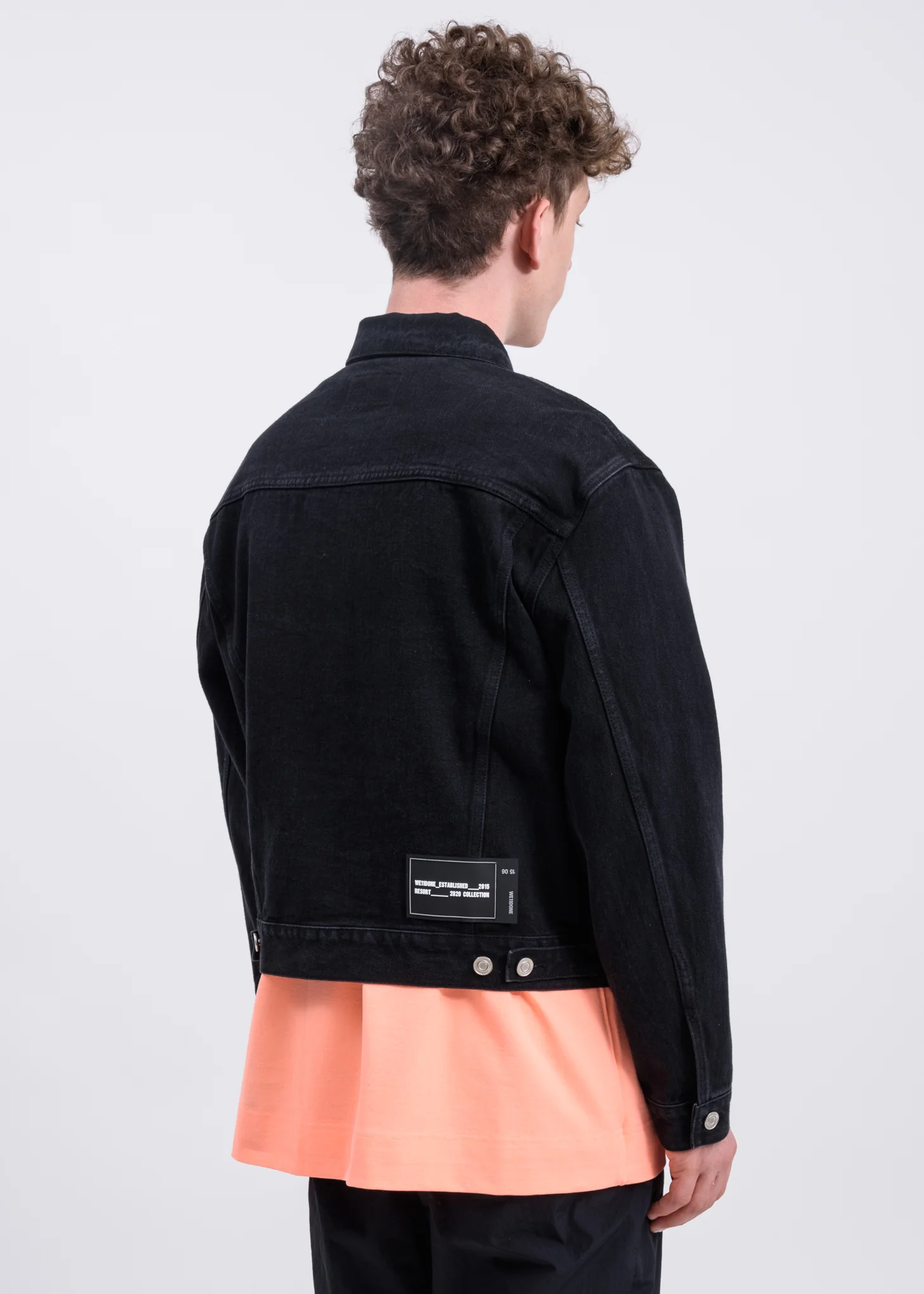 Black WELLDONE Front Logo Denim Jacket - Image 3