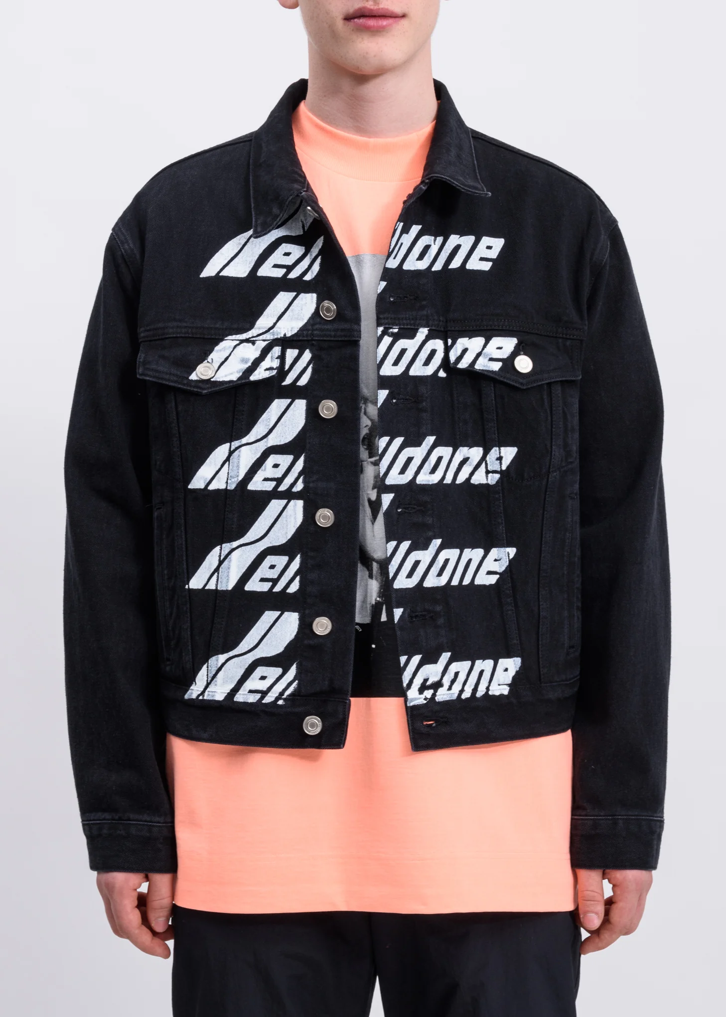 Black WELLDONE Front Logo Denim Jacket - Image 5
