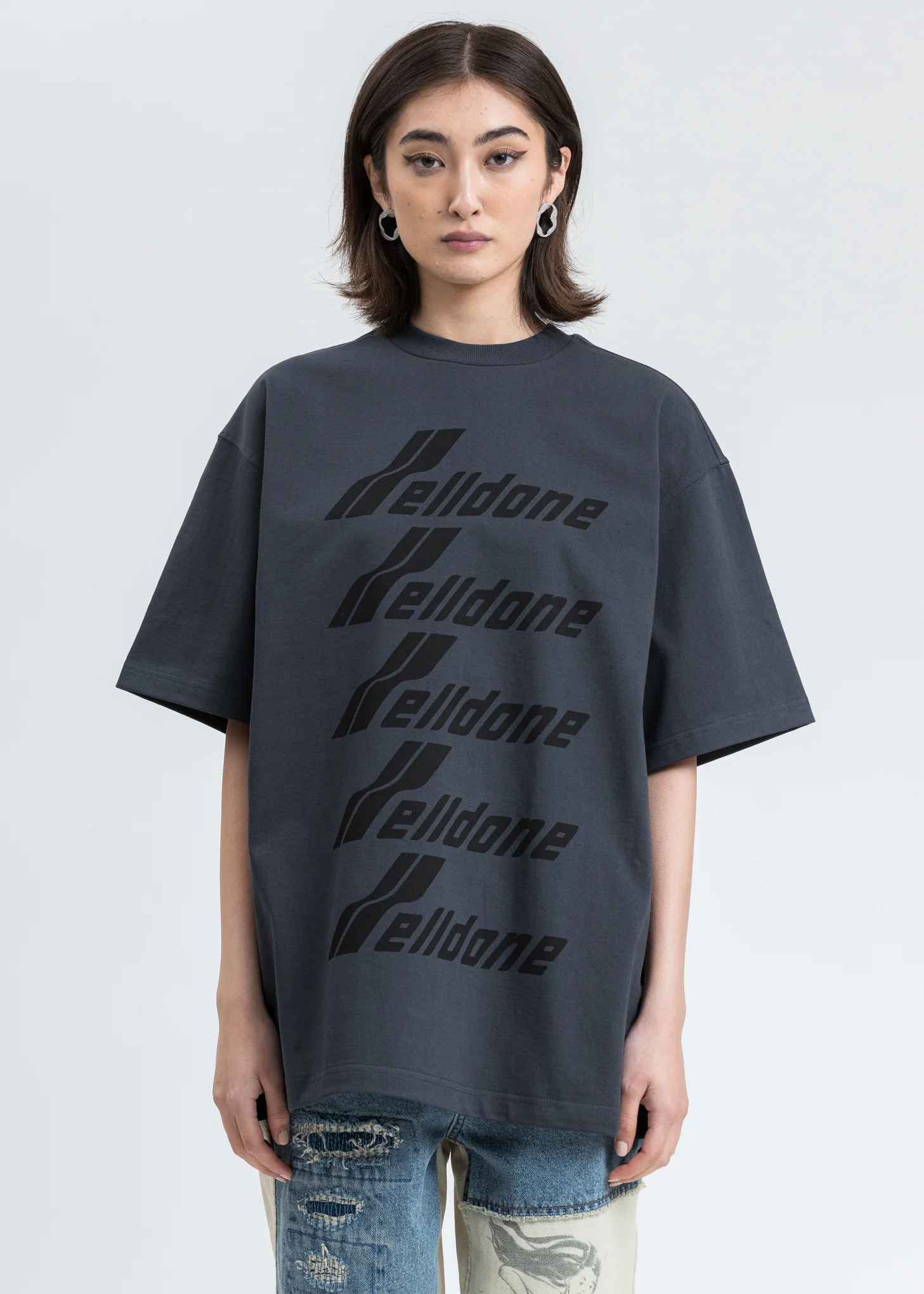 Charcoal WELLDONE Front Logo T-Shirt