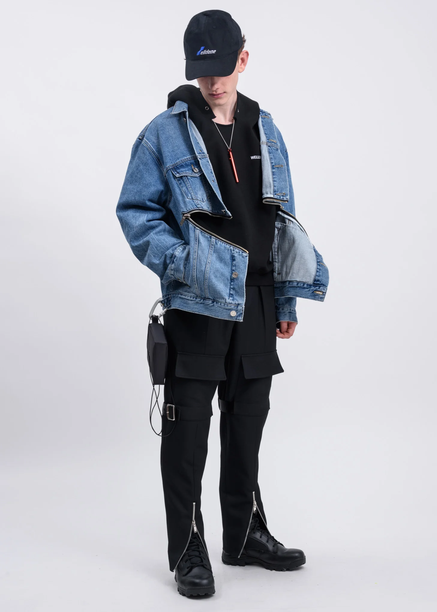 Black WELLDONE Logo Oversized  Hoodie - Image 5