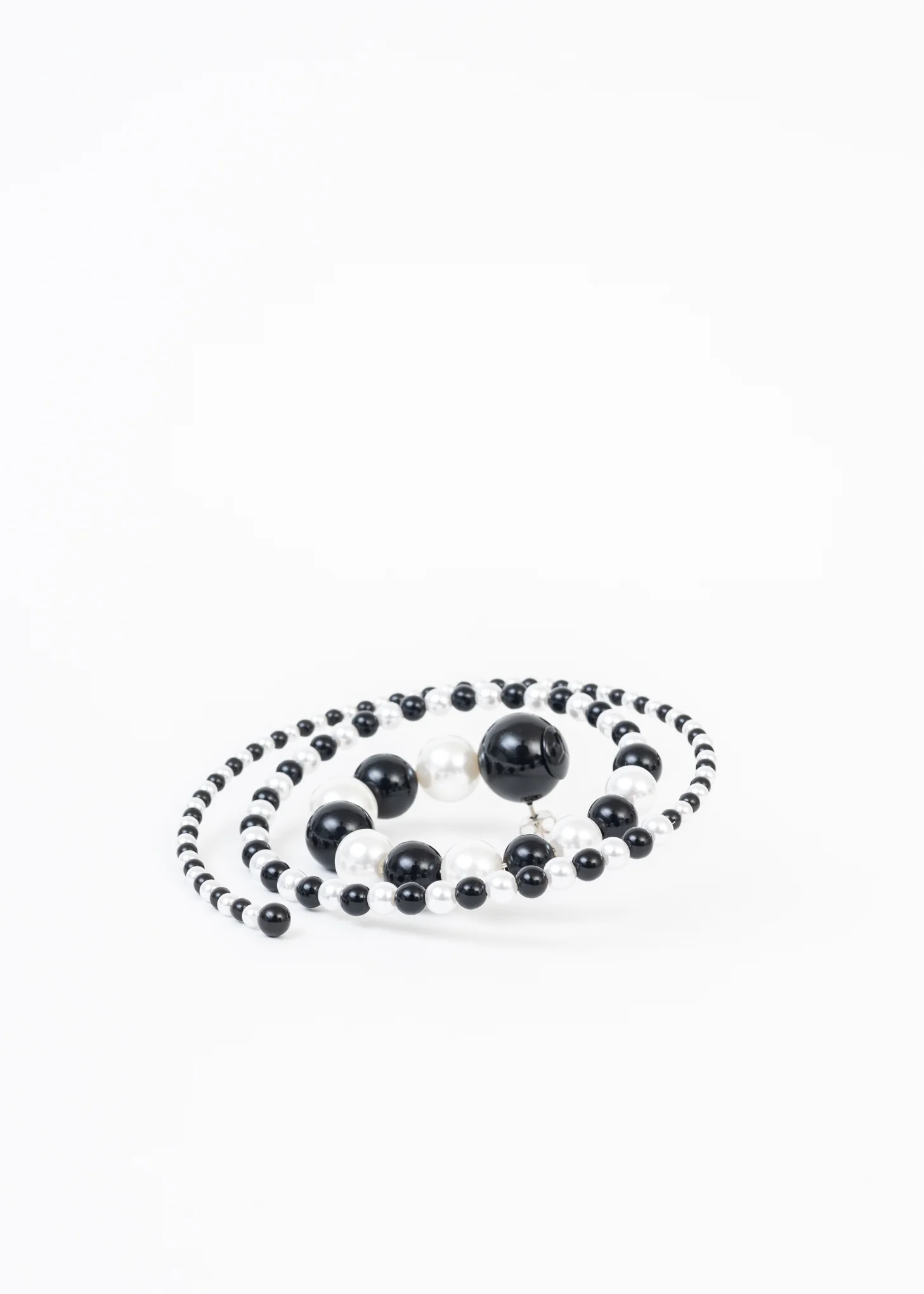 BLACK / WHITE / SILVER SPIRAL EARRING - Single - Image 8