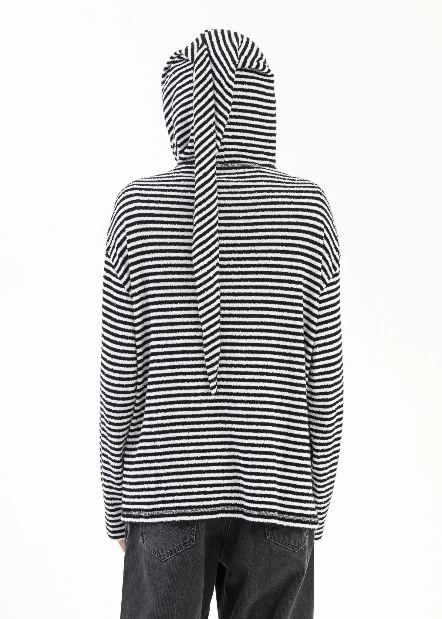 BLACK + WHITE STRIPE TOWELLING WEE WILLIE WINKIE HOODIE - Image 2