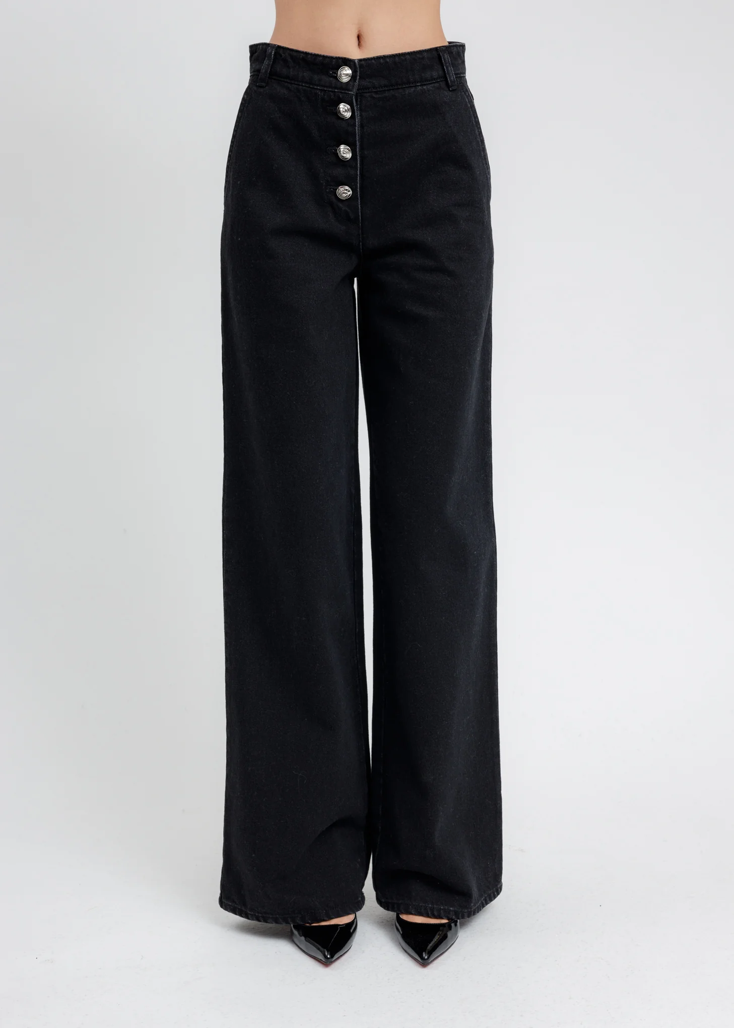 Black Wide Denim Pants