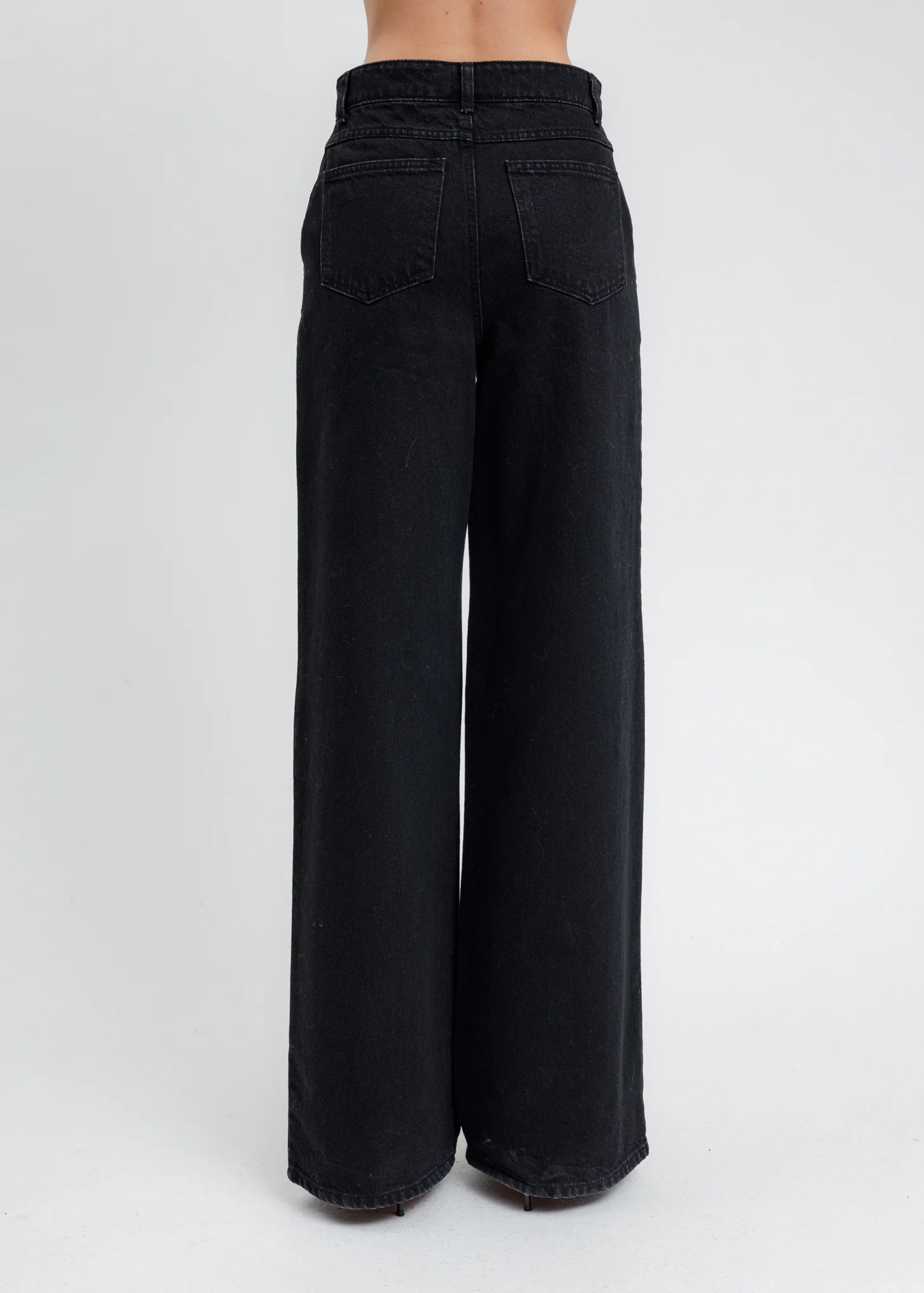 Black Wide Denim Pants - Image 4