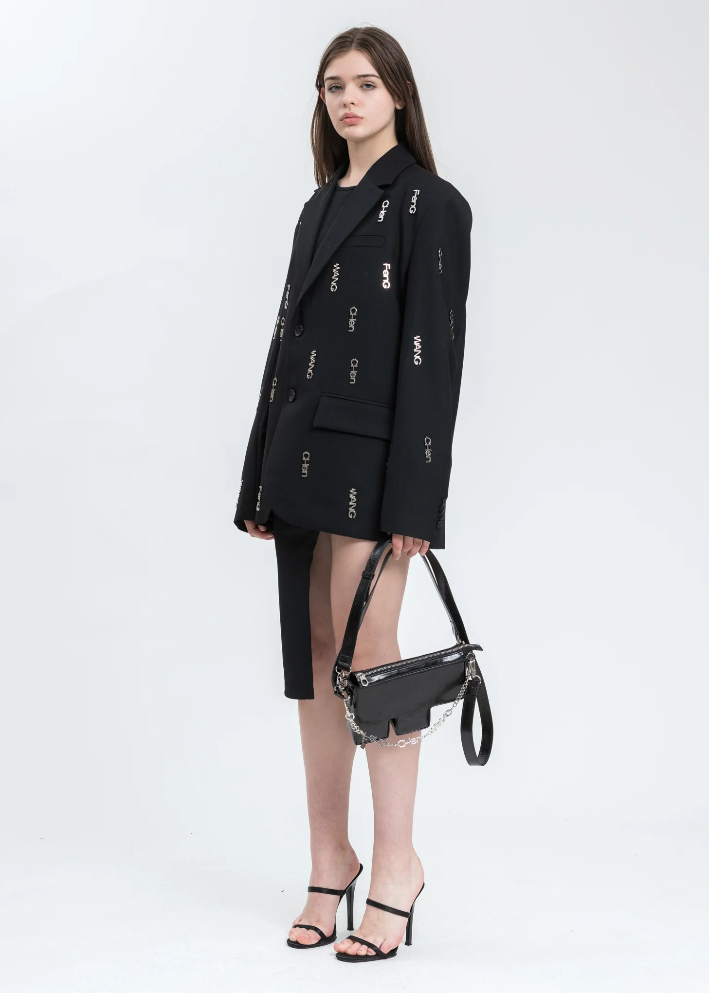 Black with Metal Logo Plate Blazer - Image 5