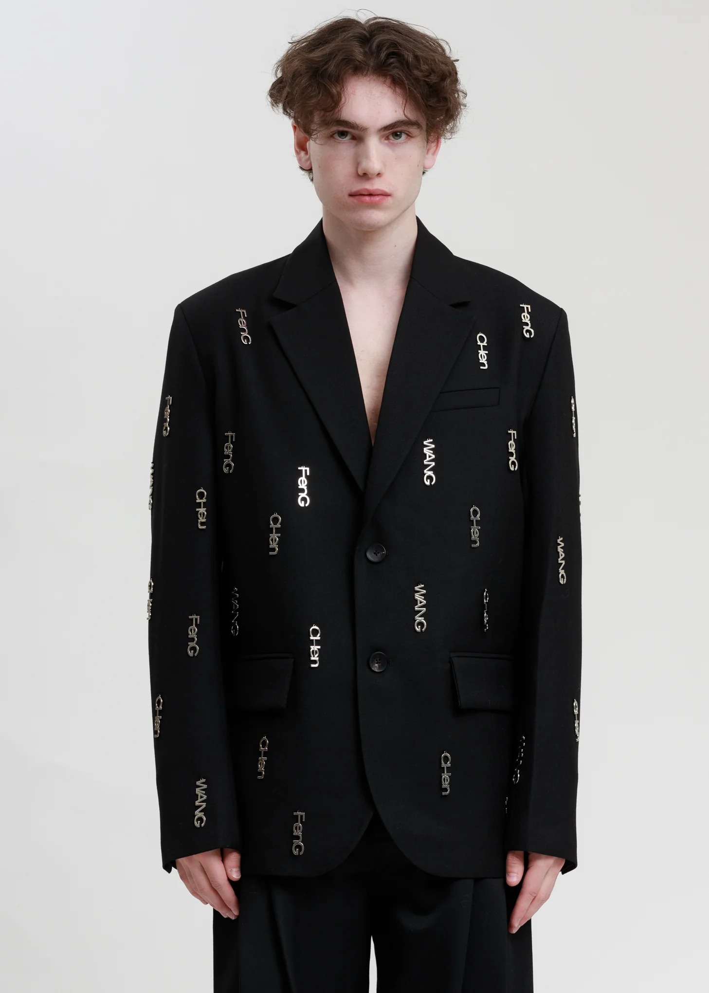 Black with Metal Logo Plate Blazer