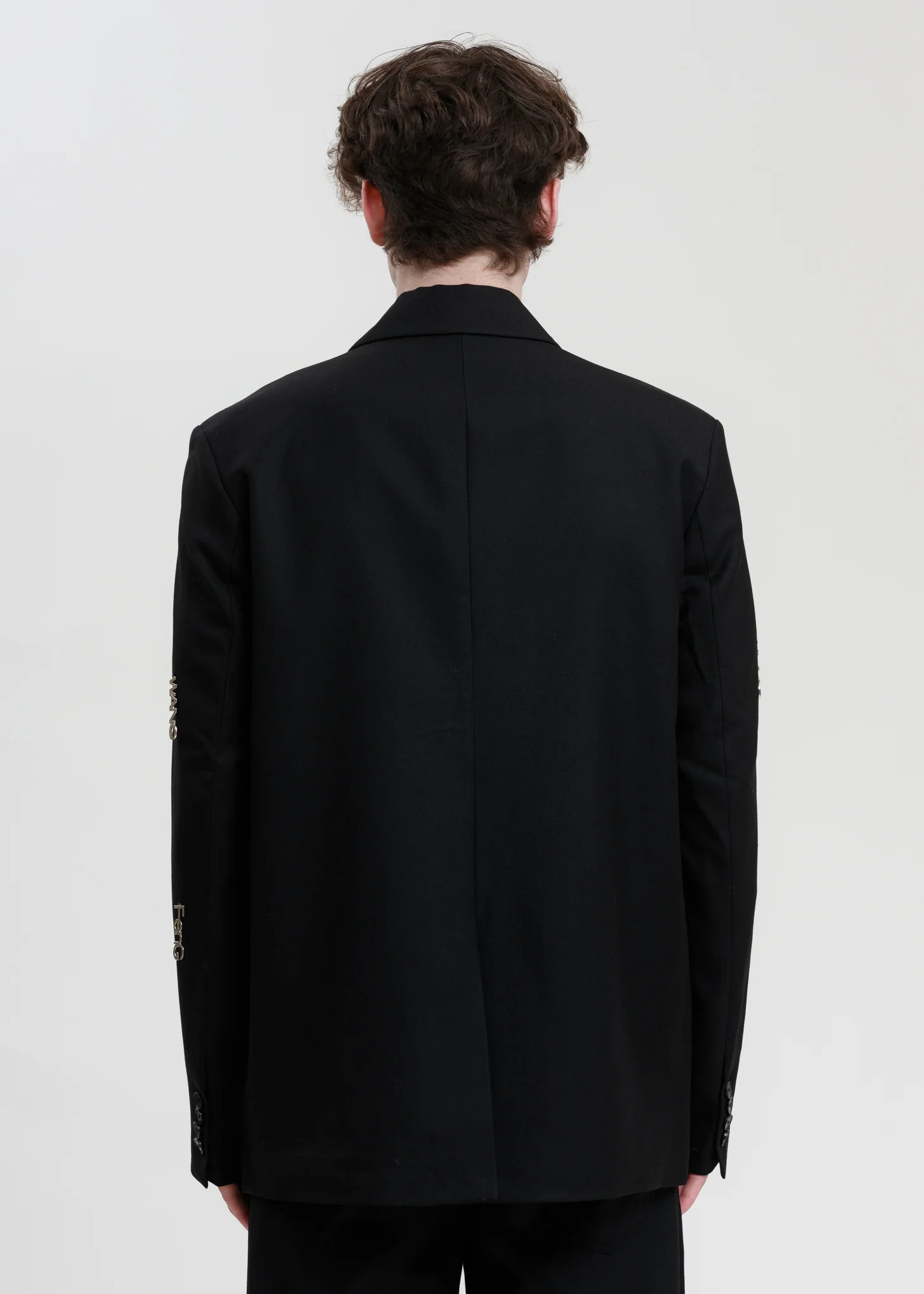 Black with Metal Logo Plate Blazer - Image 3