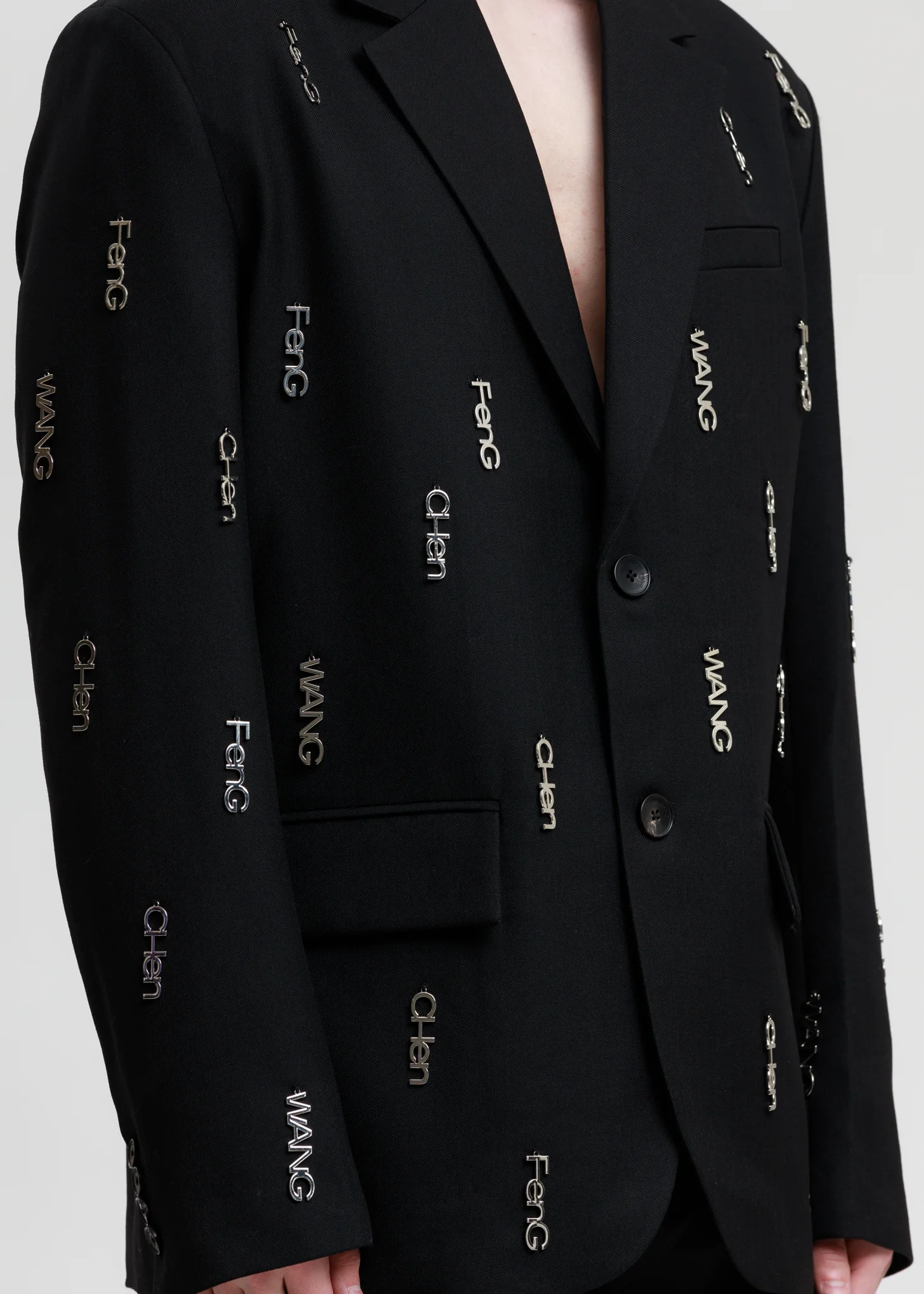 Black with Metal Logo Plate Blazer - Image 4