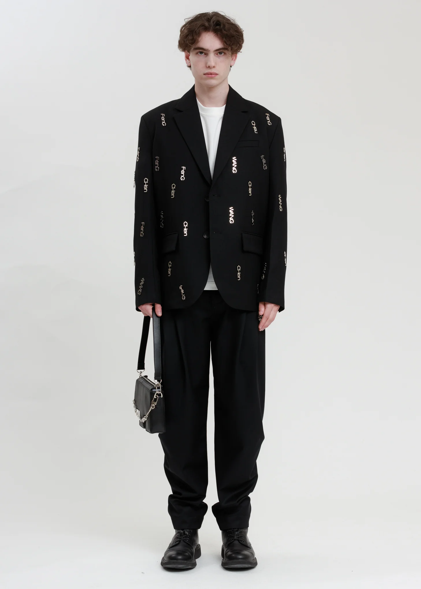 Black with Metal Logo Plate Blazer - Image 7