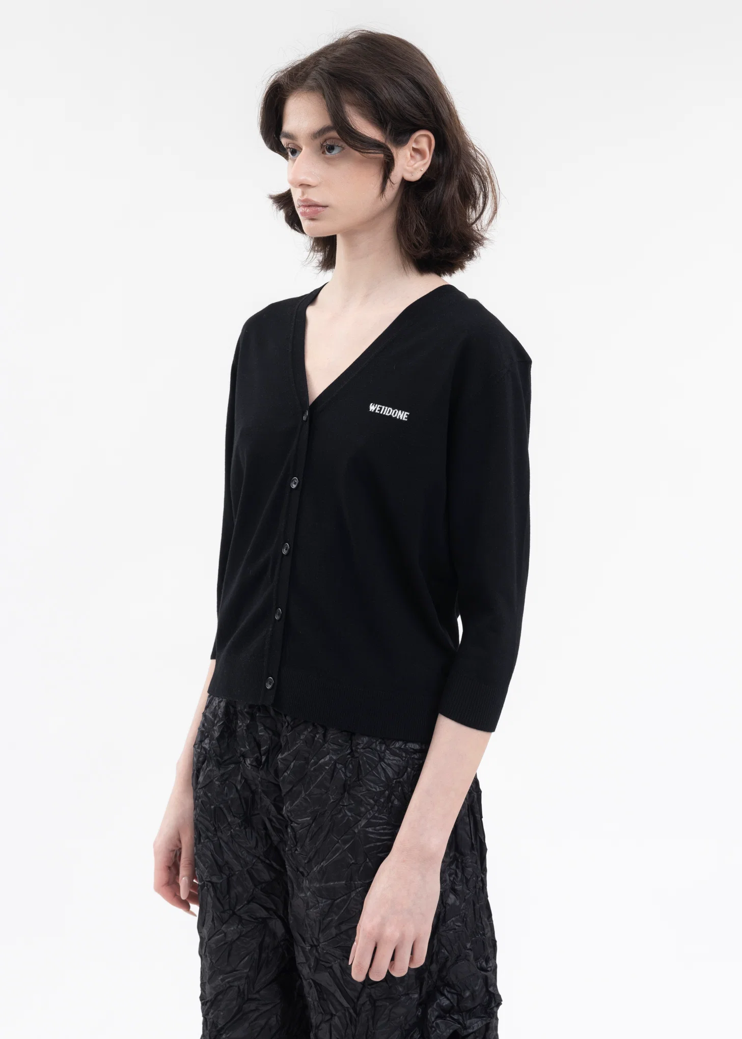 BLACK WOMENS 3/4-SLEEVED CARDIGAN - Image 3