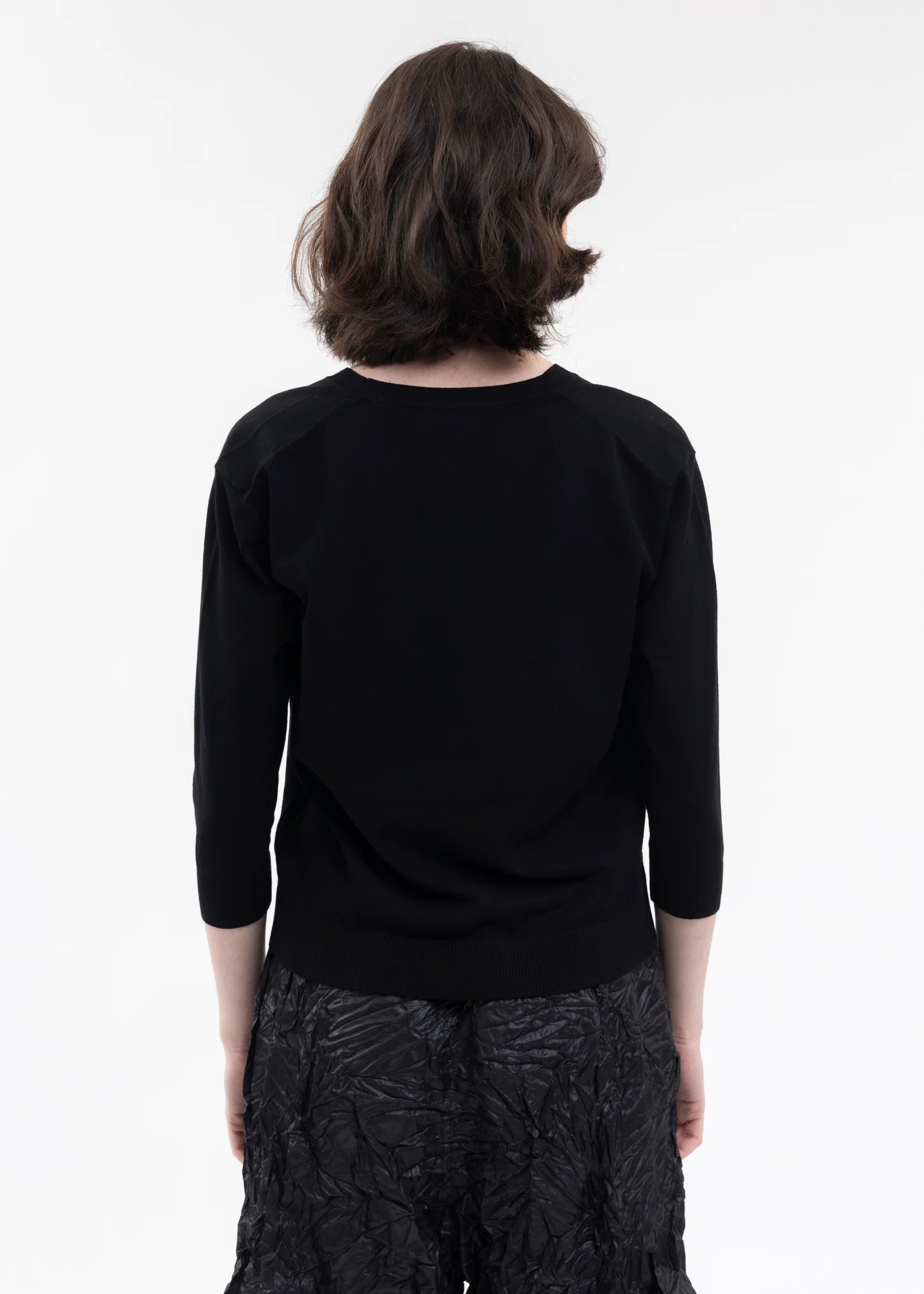 BLACK WOMENS 3/4-SLEEVED CARDIGAN - Image 4
