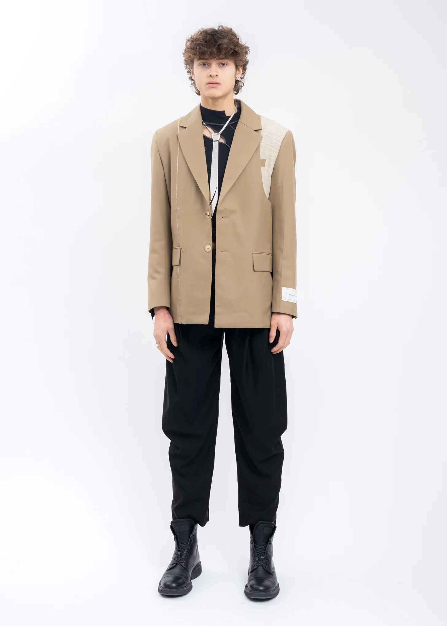 Black Wool Blend Double Waist Trousers - Image 6