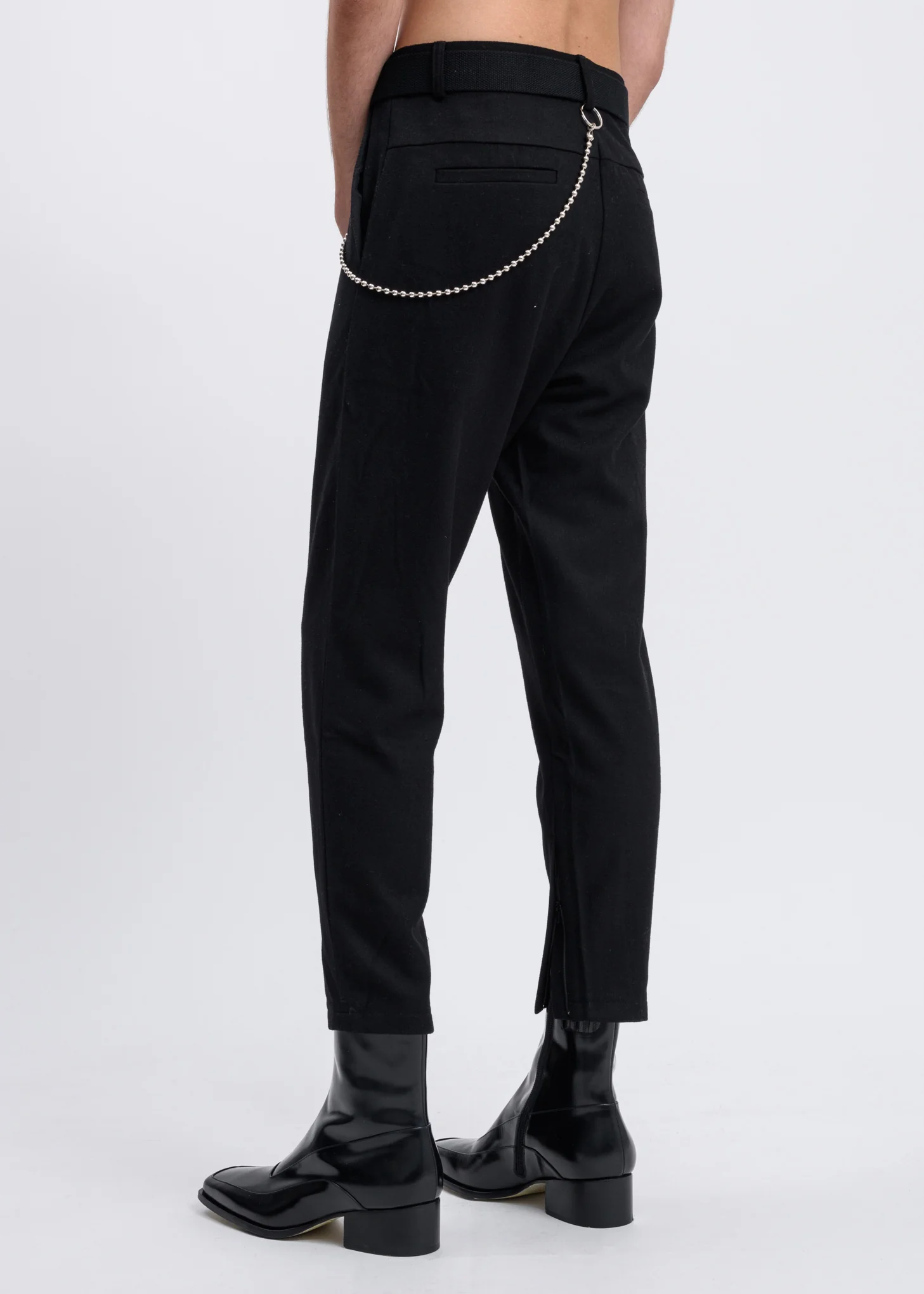 Black Wool Blend Pants w/ Chain - Image 2
