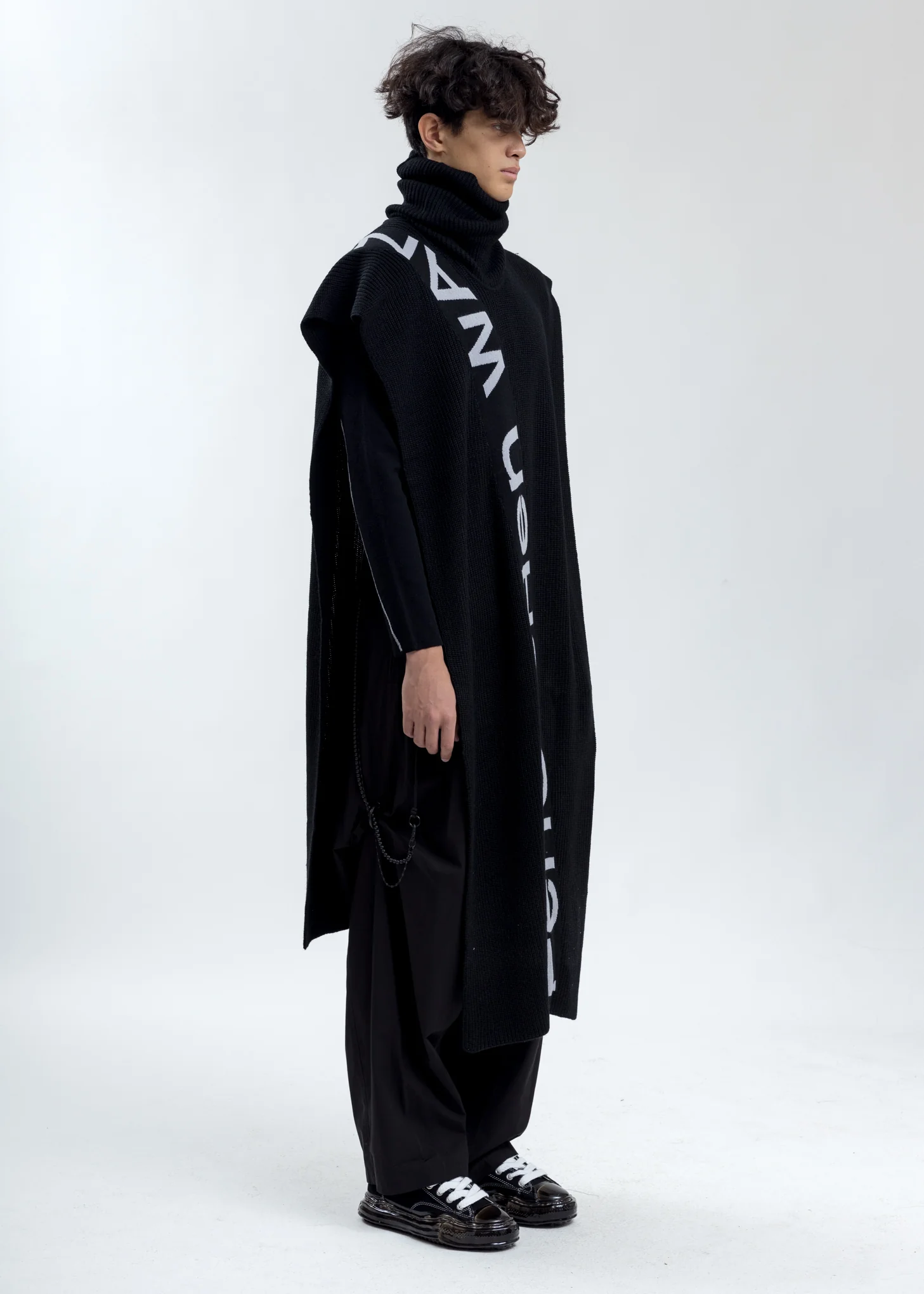 Black Wool Blend Scarf - Image 3